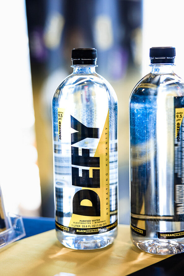 Defy water bottles as a part of a branding session.