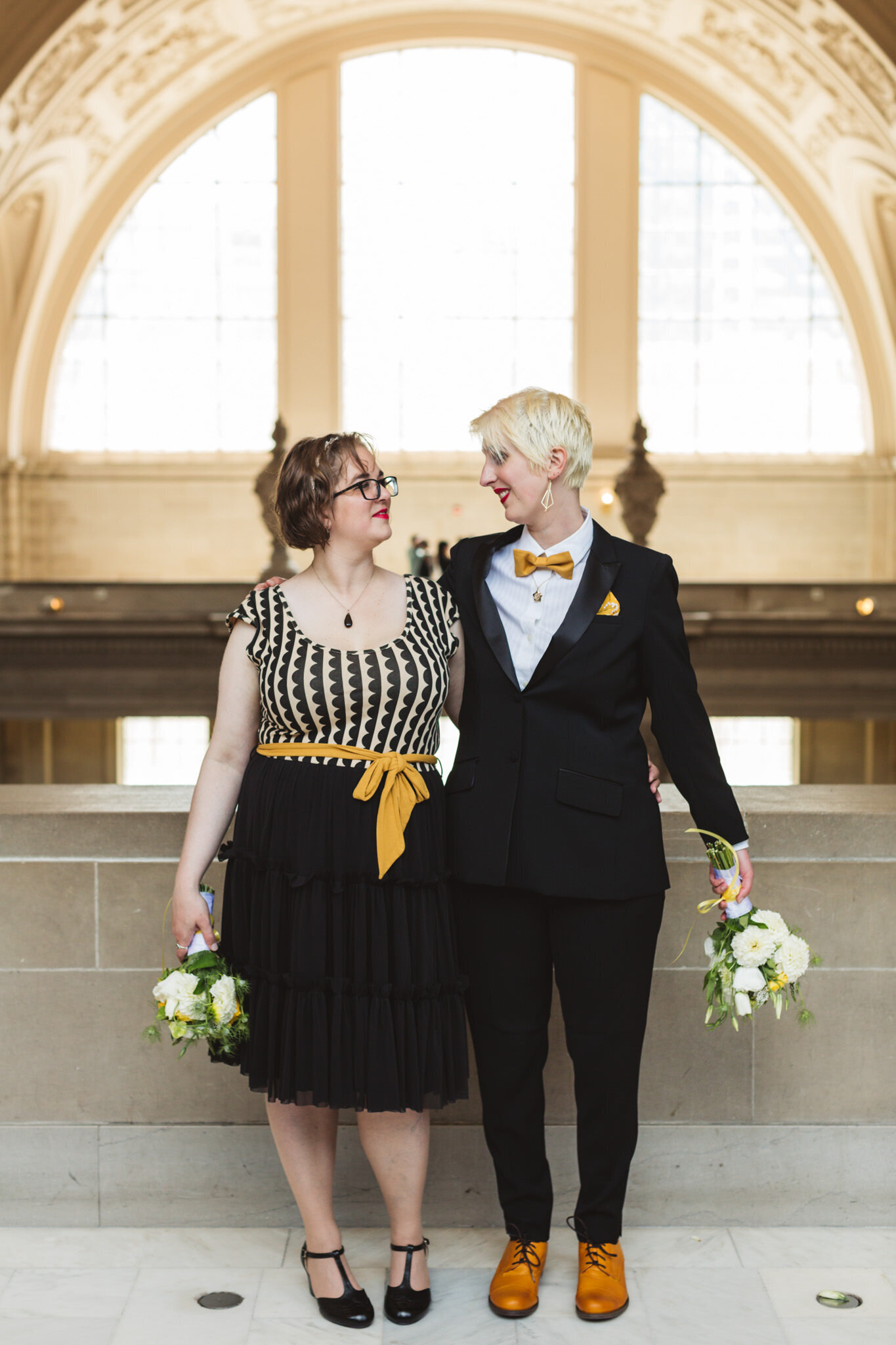 Beautiful LGBTQ+ couple on 4th Floor of SF City Hall - wedding