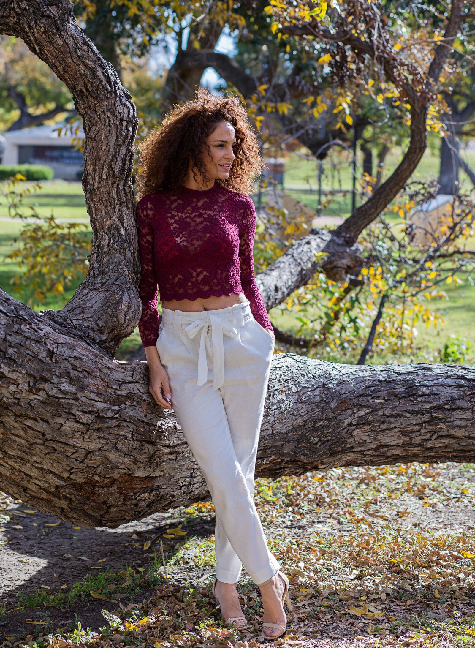 woman by tree