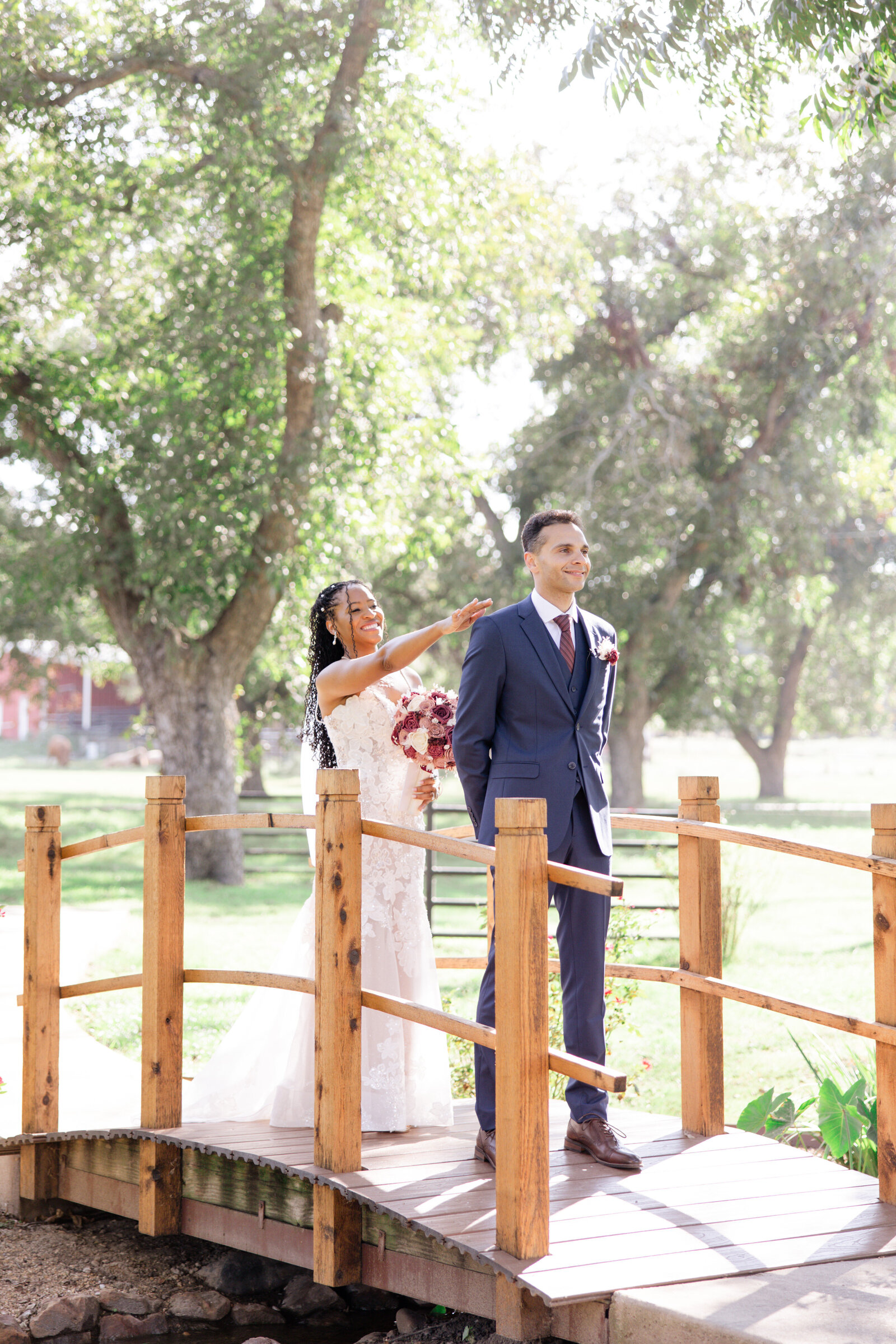 First look photography for bride and groom