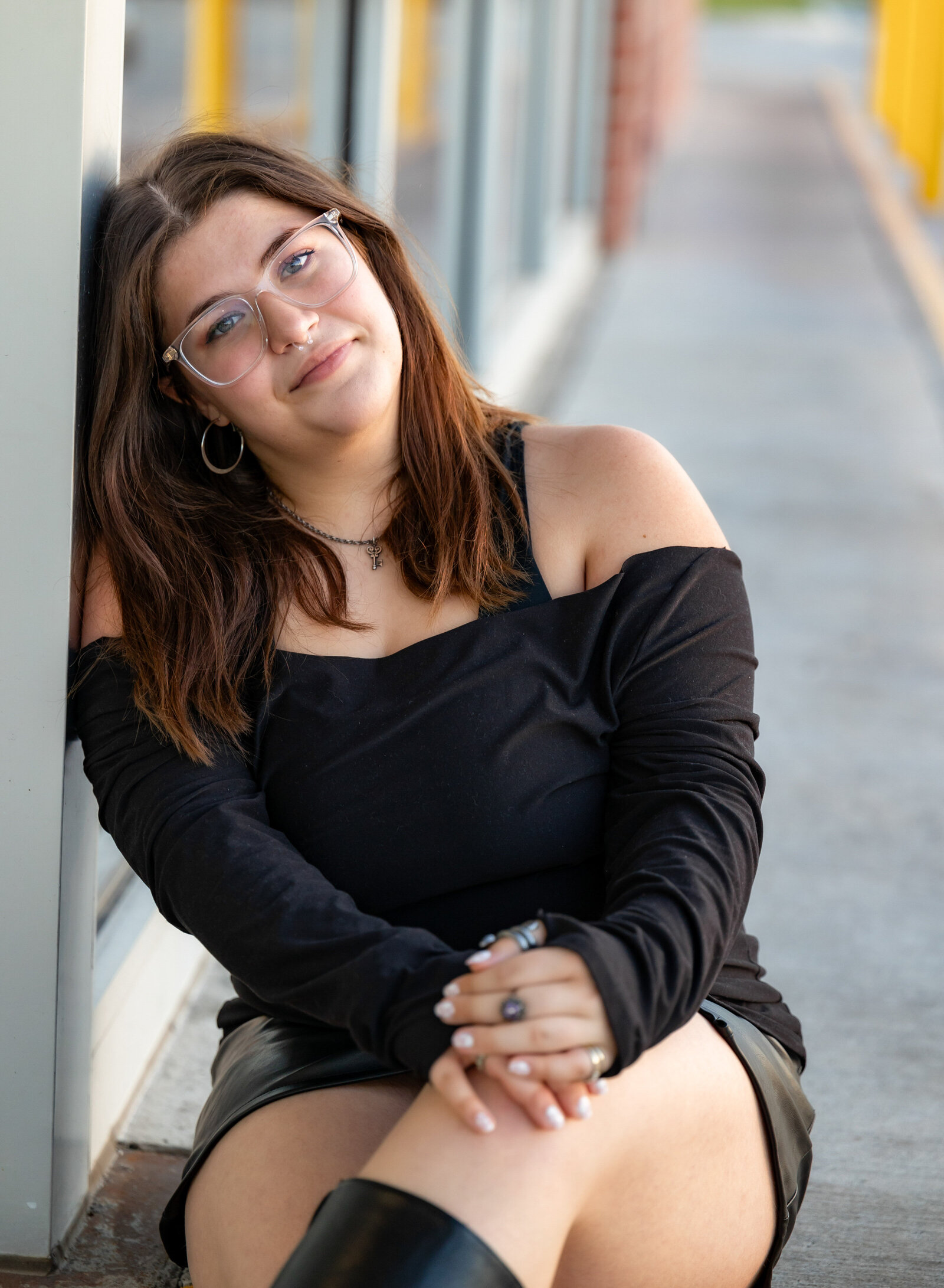 girl seated by diner