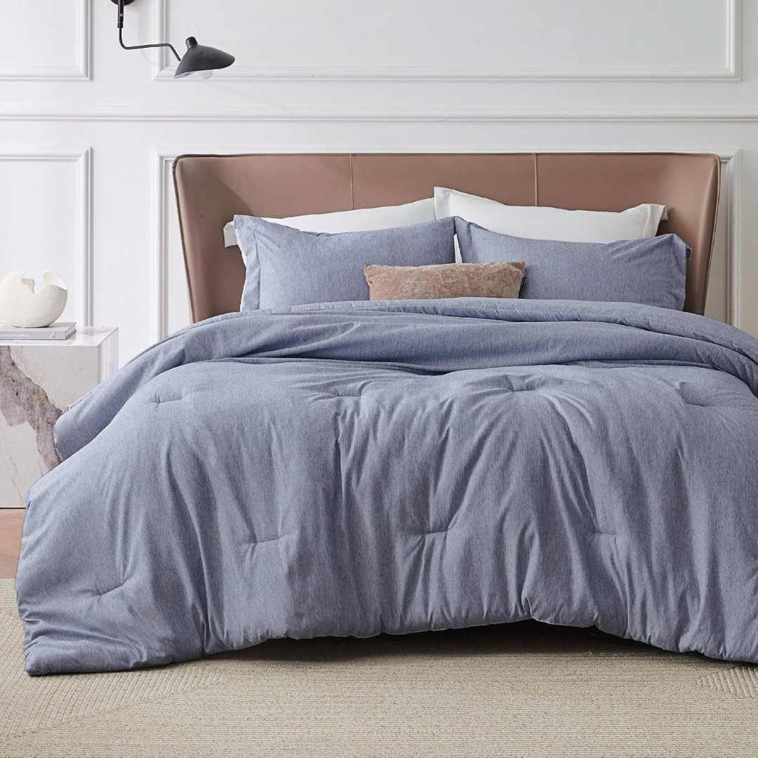 Blue Cationic Dyed Bedding Set