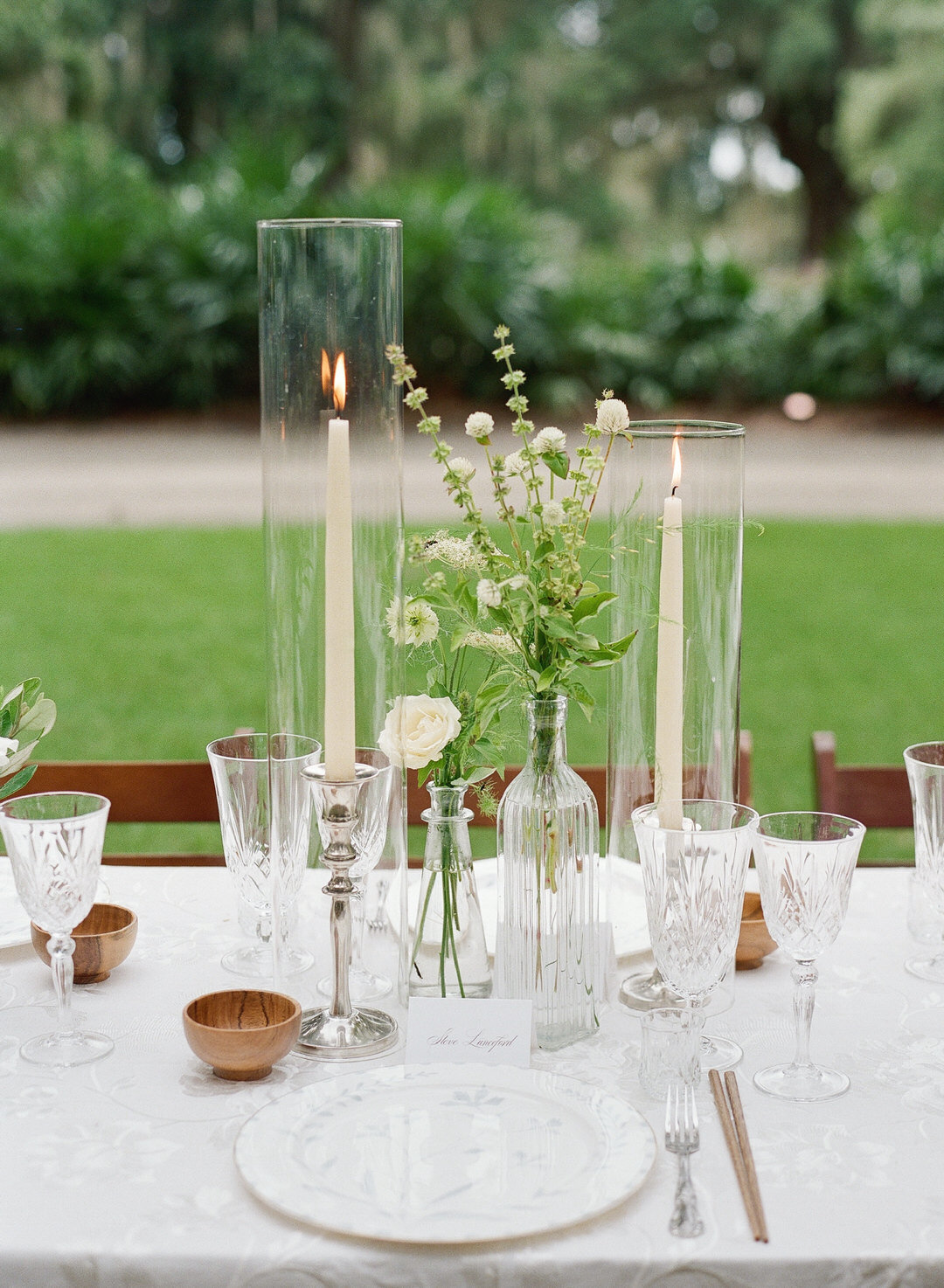 Wedding Reception table place setting with candles