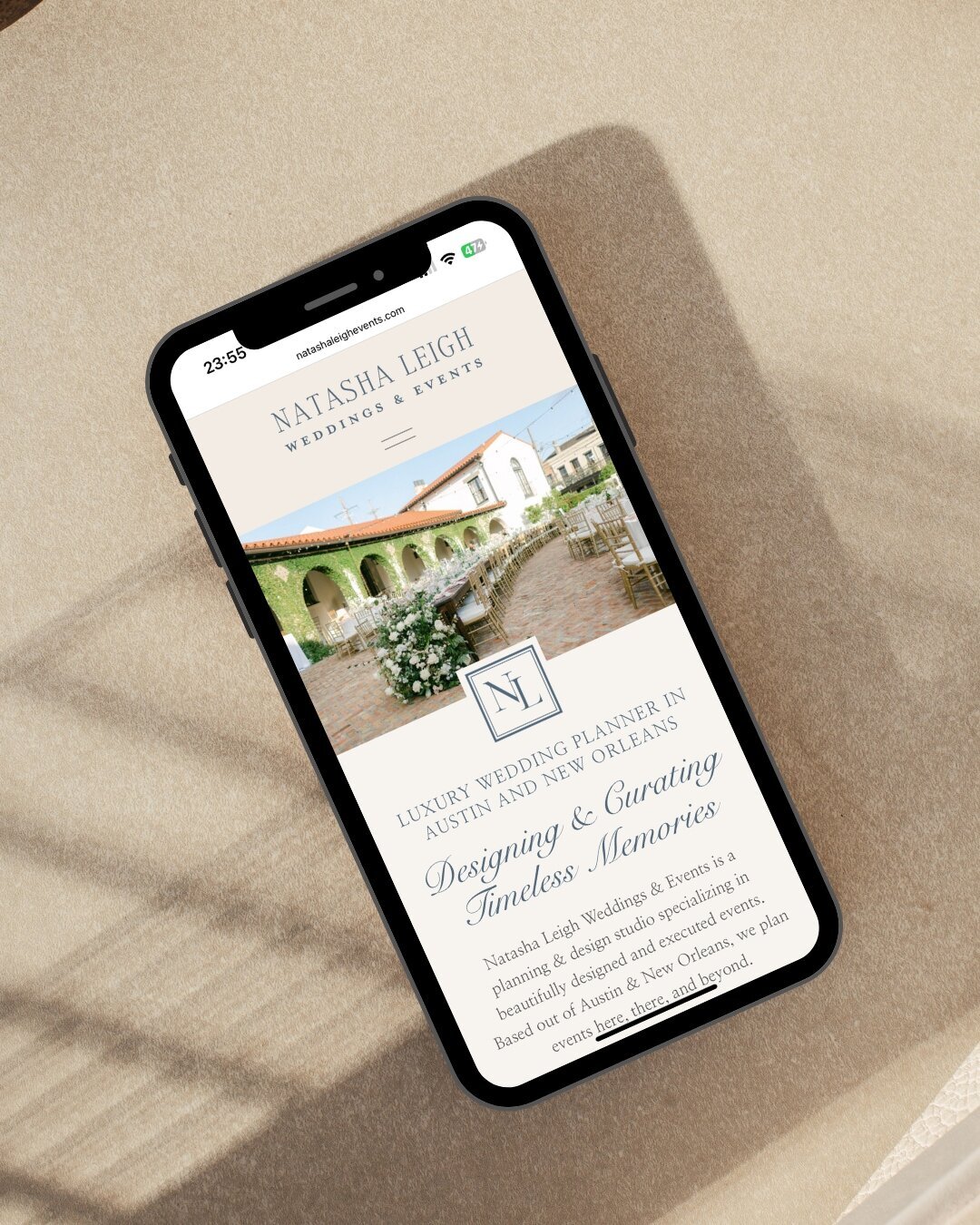 custom Showit website design for Natasha Leigh Events, a wedding planner in Austin and New Orleans