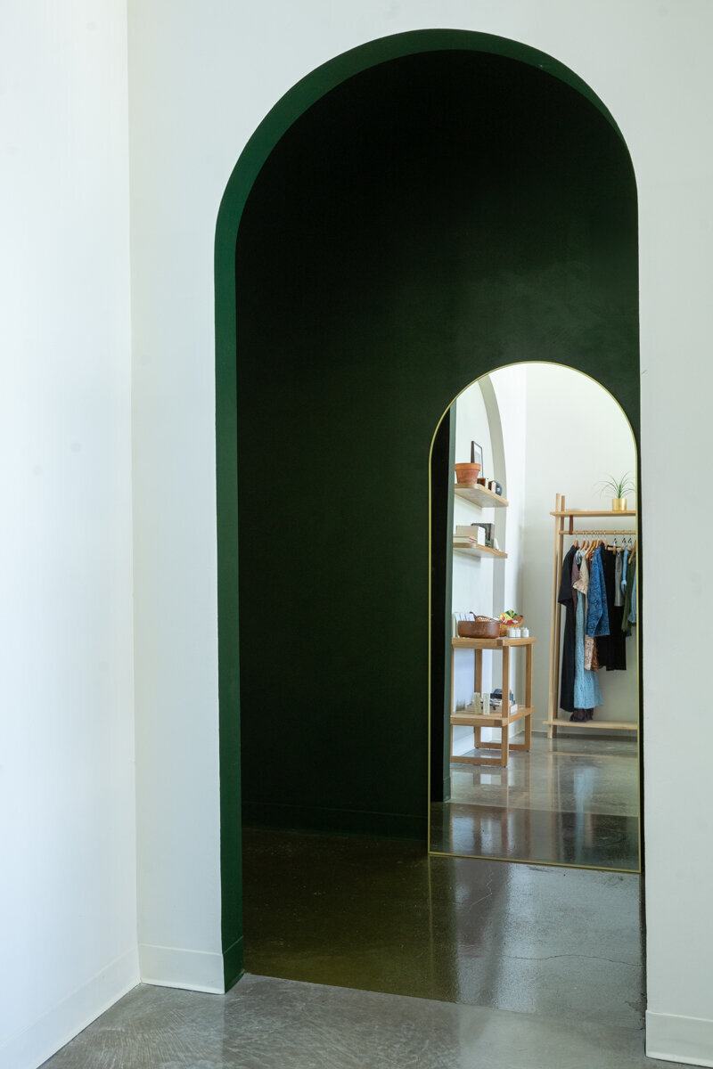 Nuela Designs_Phthalo Green Arch and Hallway Paint_Interior Design