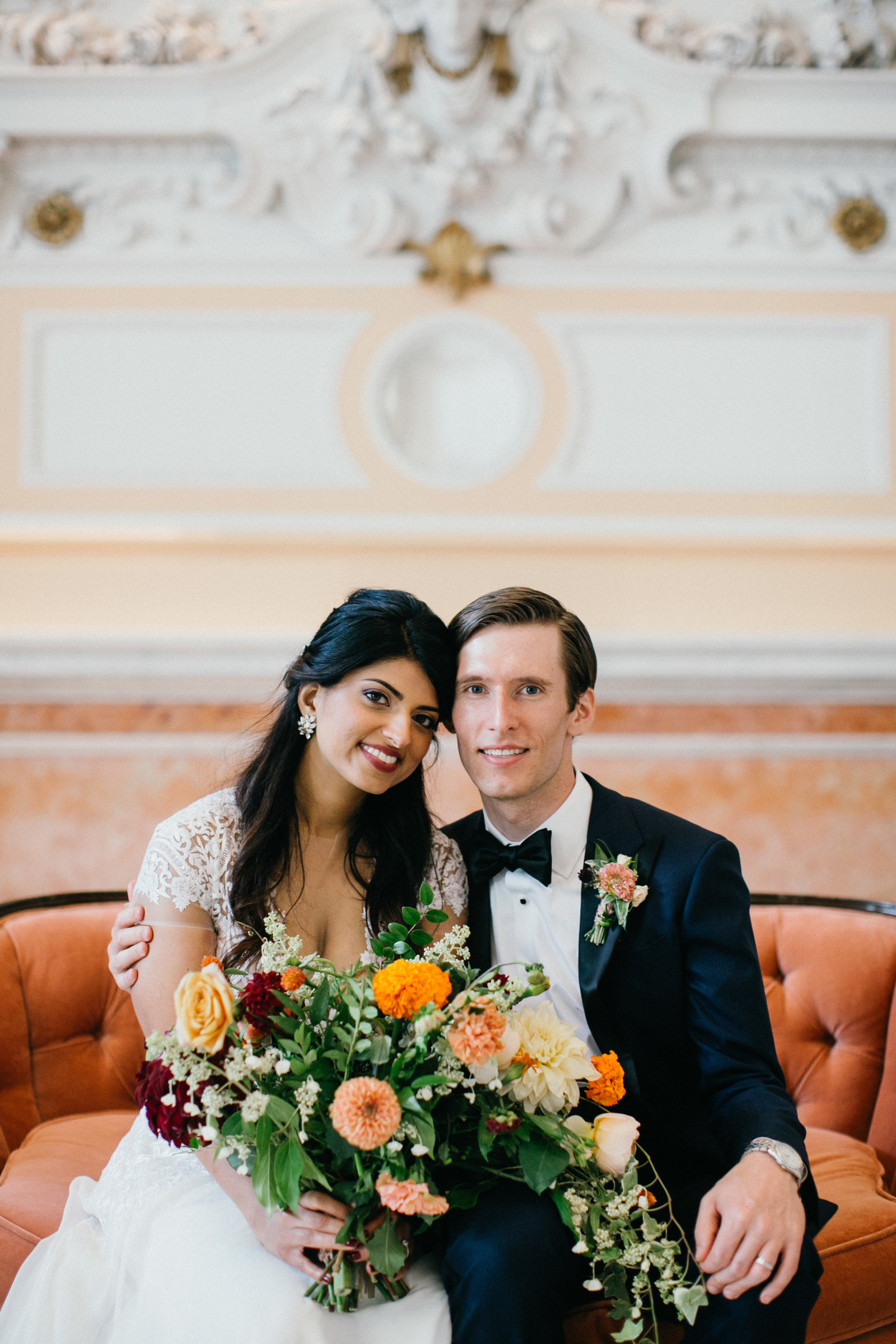 Bride and groom pictured together on their memorable wedding day at this Philadelphia museum.