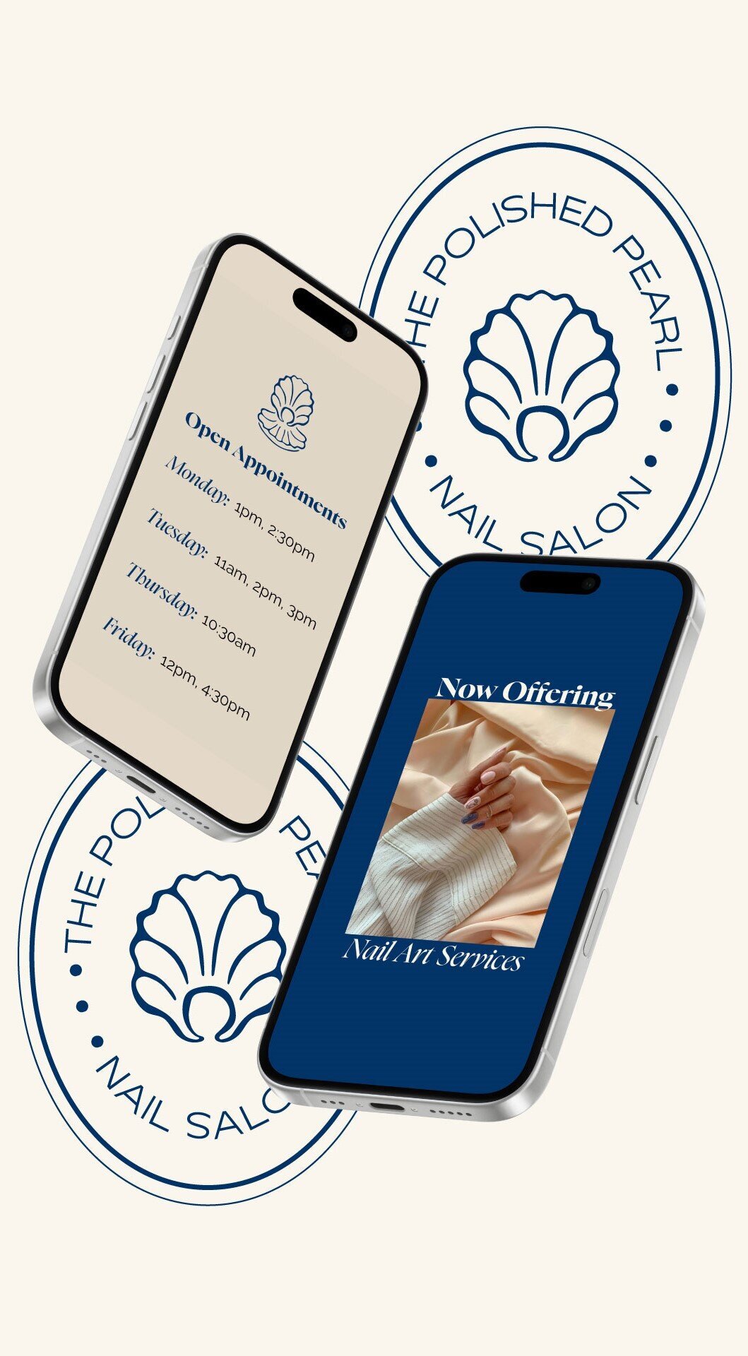 phone mockup with social media templates for nail polish salon