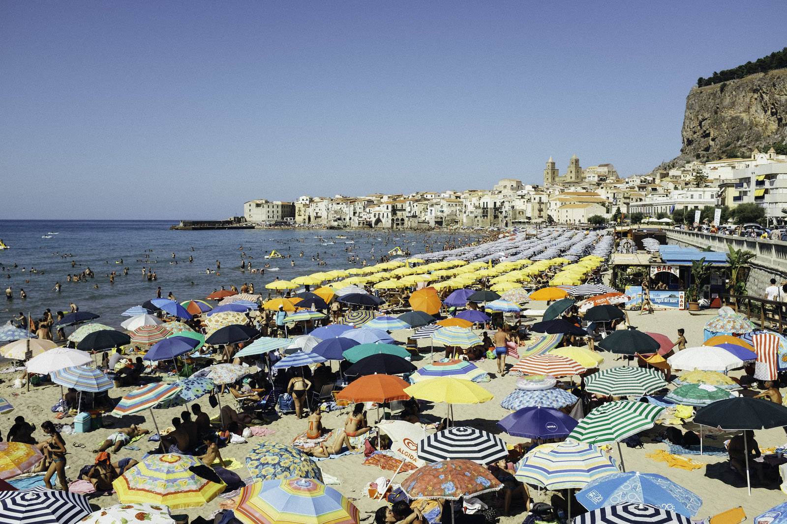 Cefalu beach umbrellas