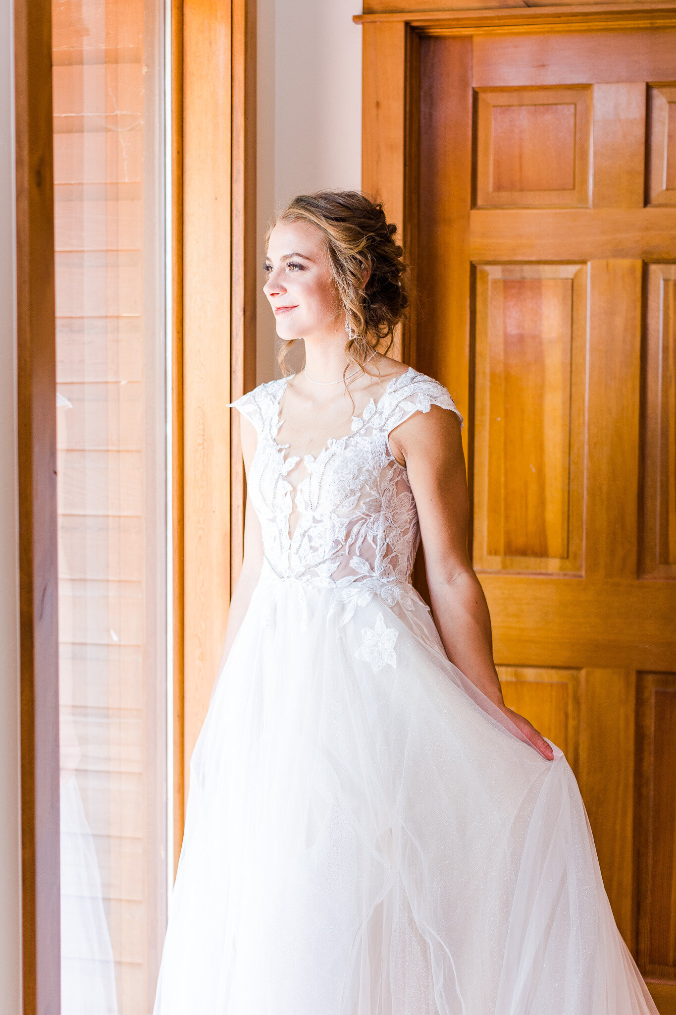 Bride in lace gown
