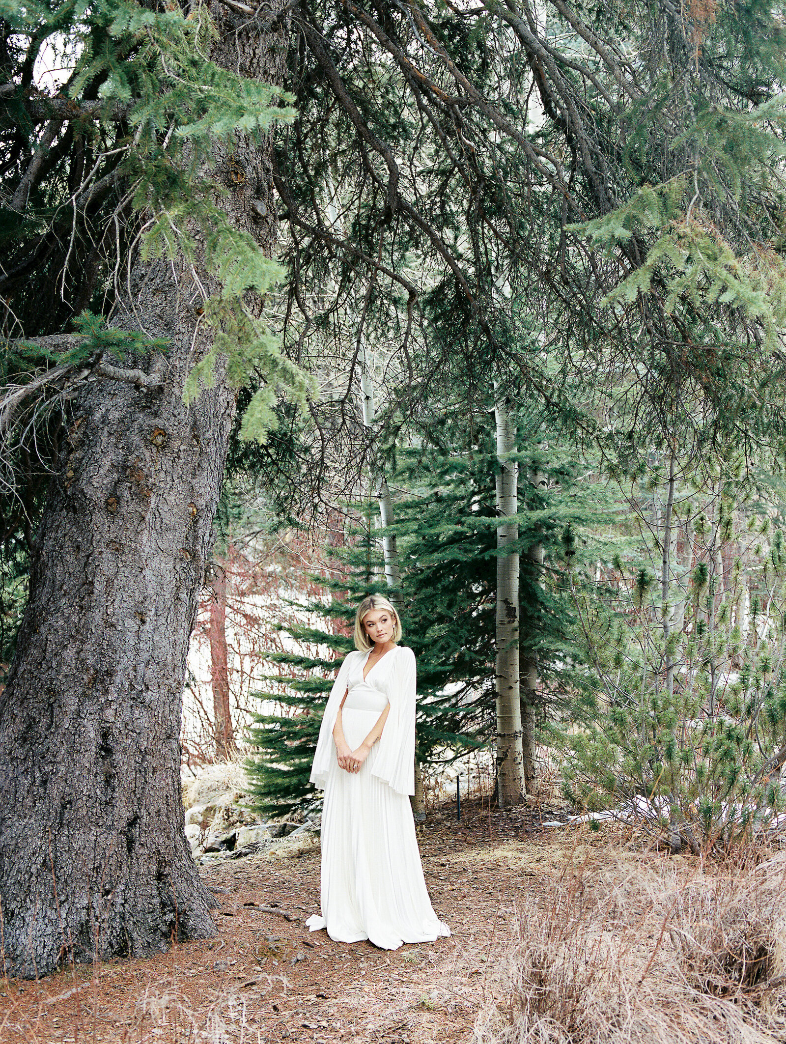 bride in mountains