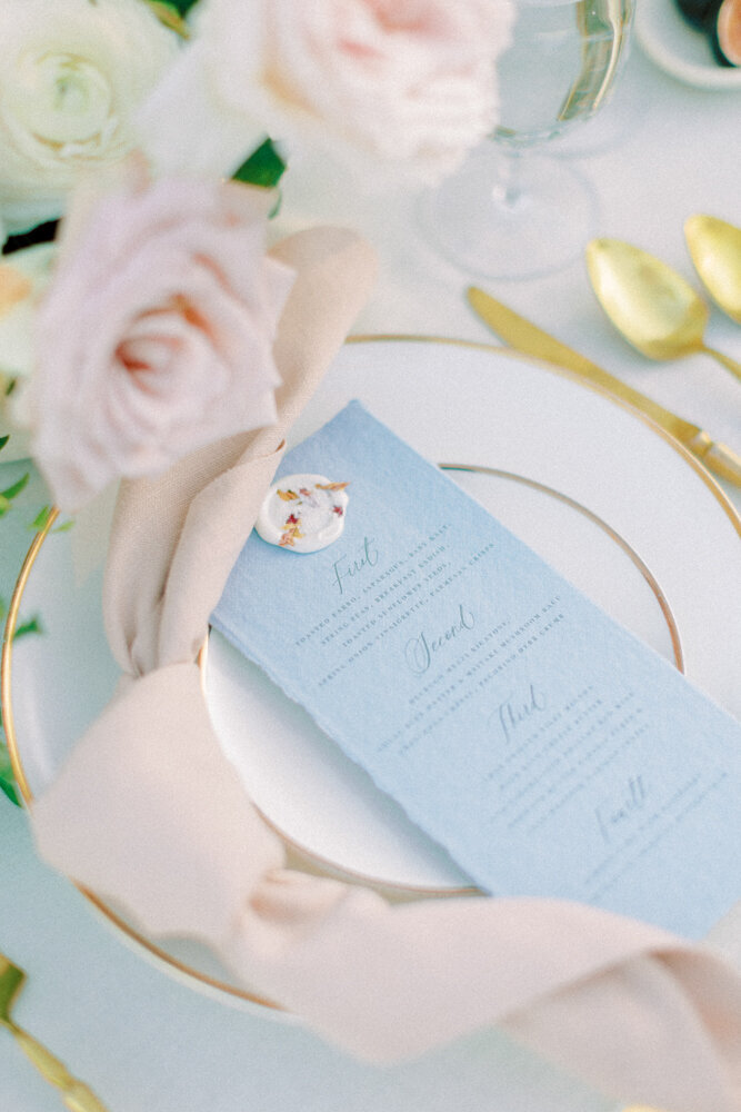 menu card on reception table