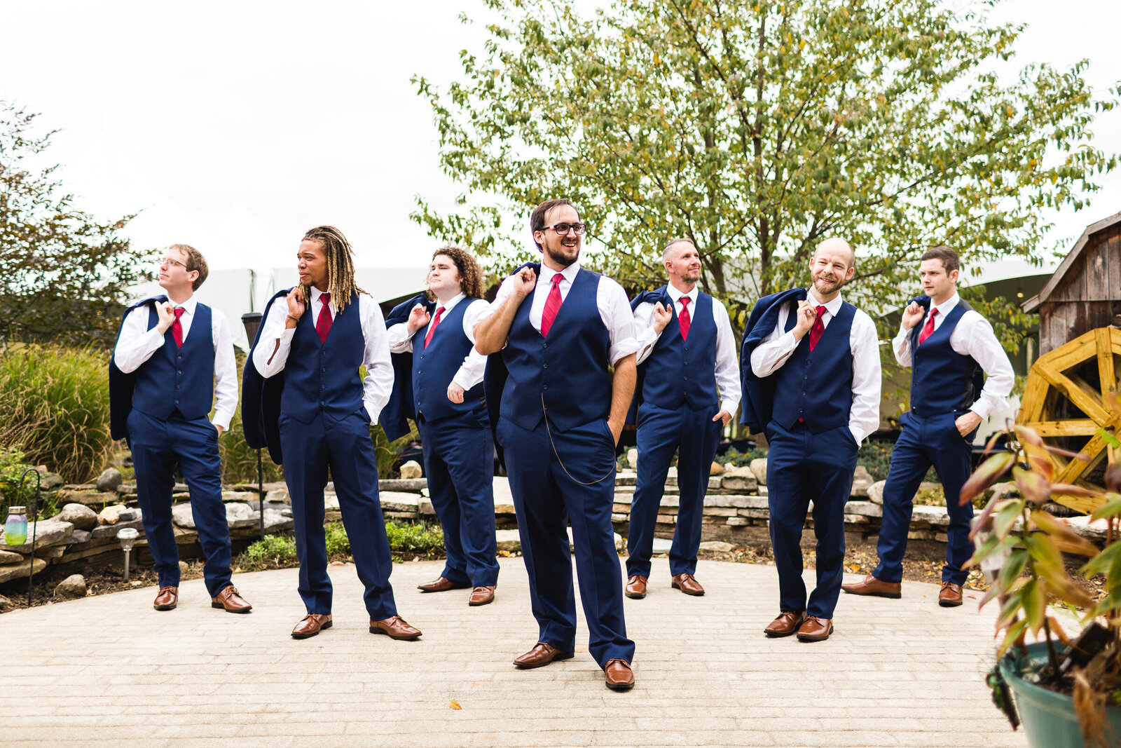 grooms party dapper portrait fall wedding ohio