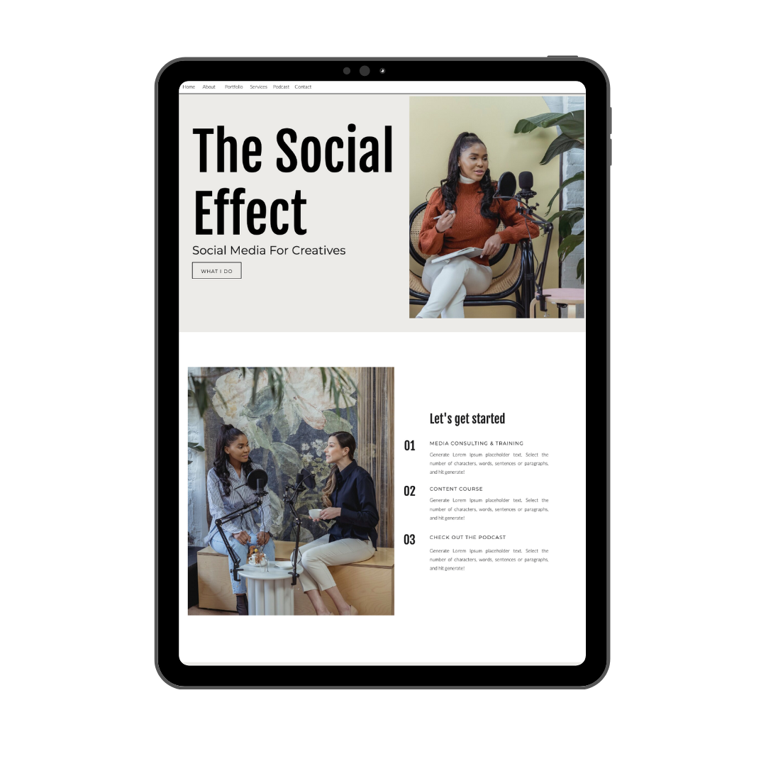 website design on tablet