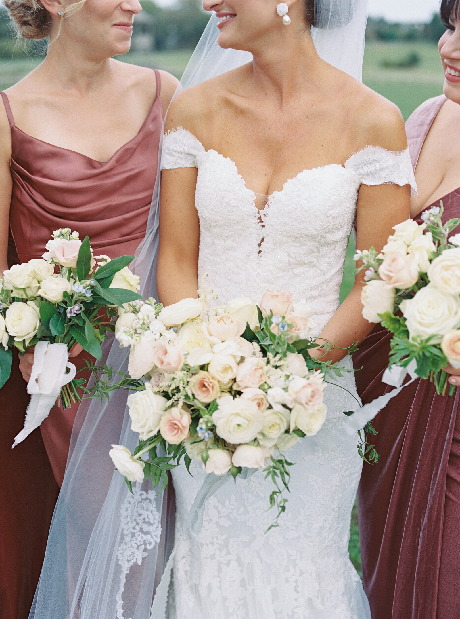 Blush and white florals for tented wedding in PA