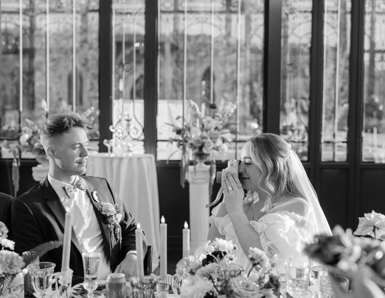 Bride-and-groom-at-head-table-The-Little-Chapel