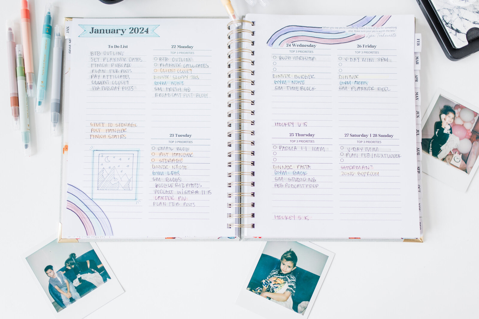2024 weekly planner for photographers