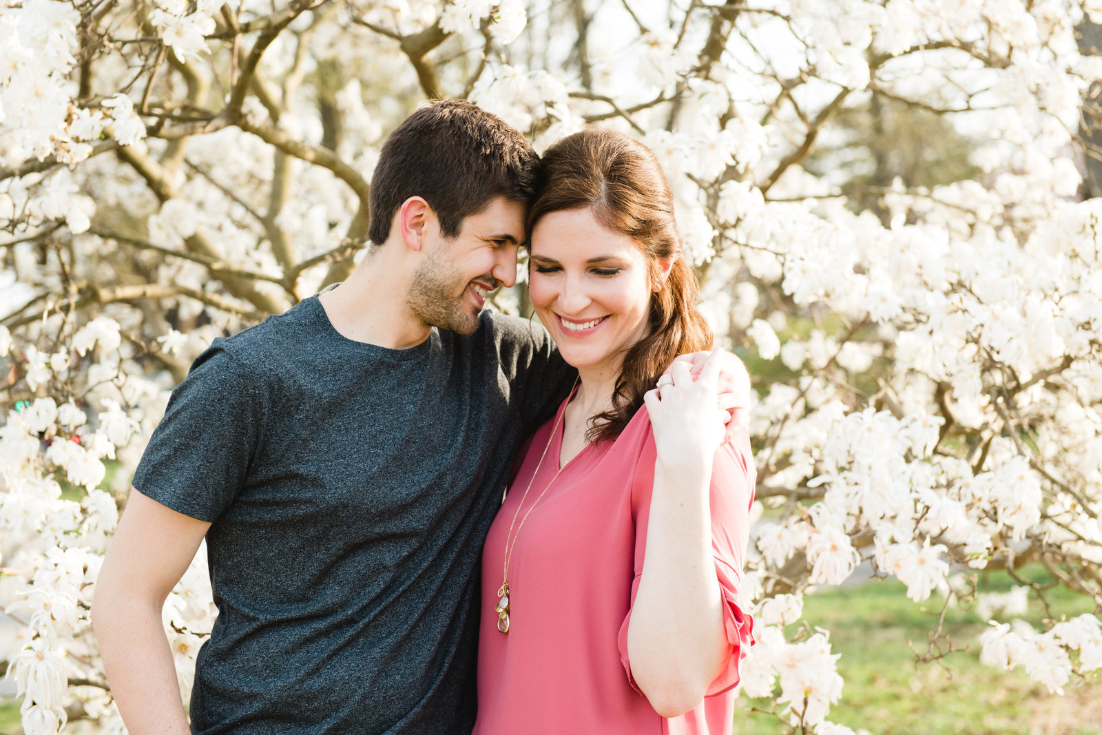 couple hugging each other during engagement photos