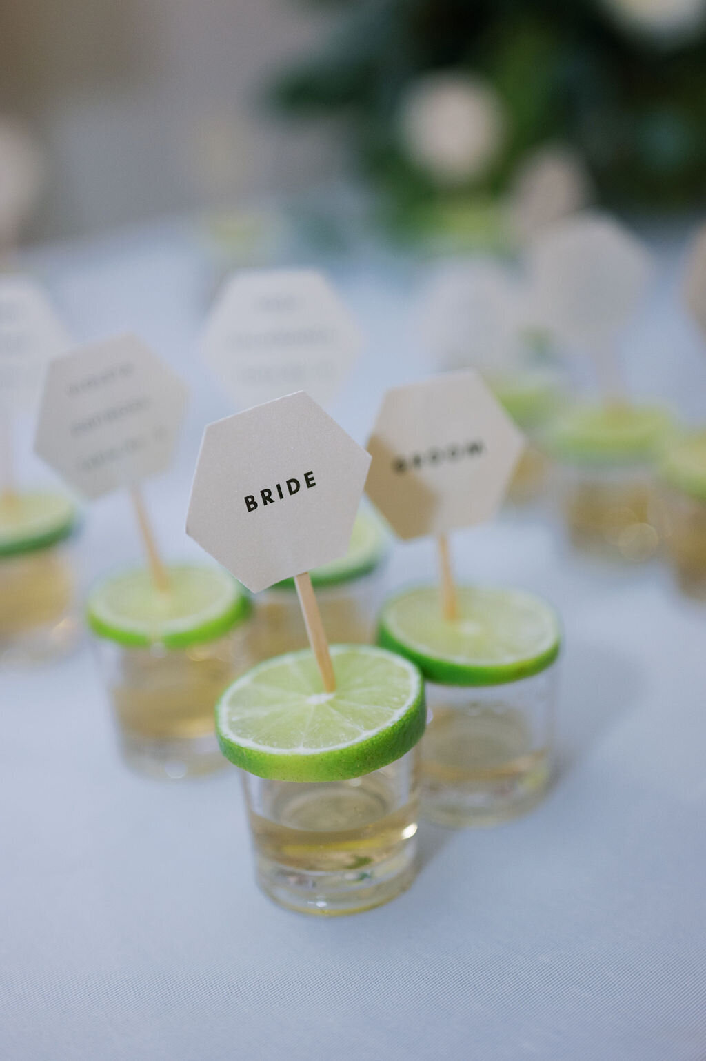 destination wedding decor, tequila shots