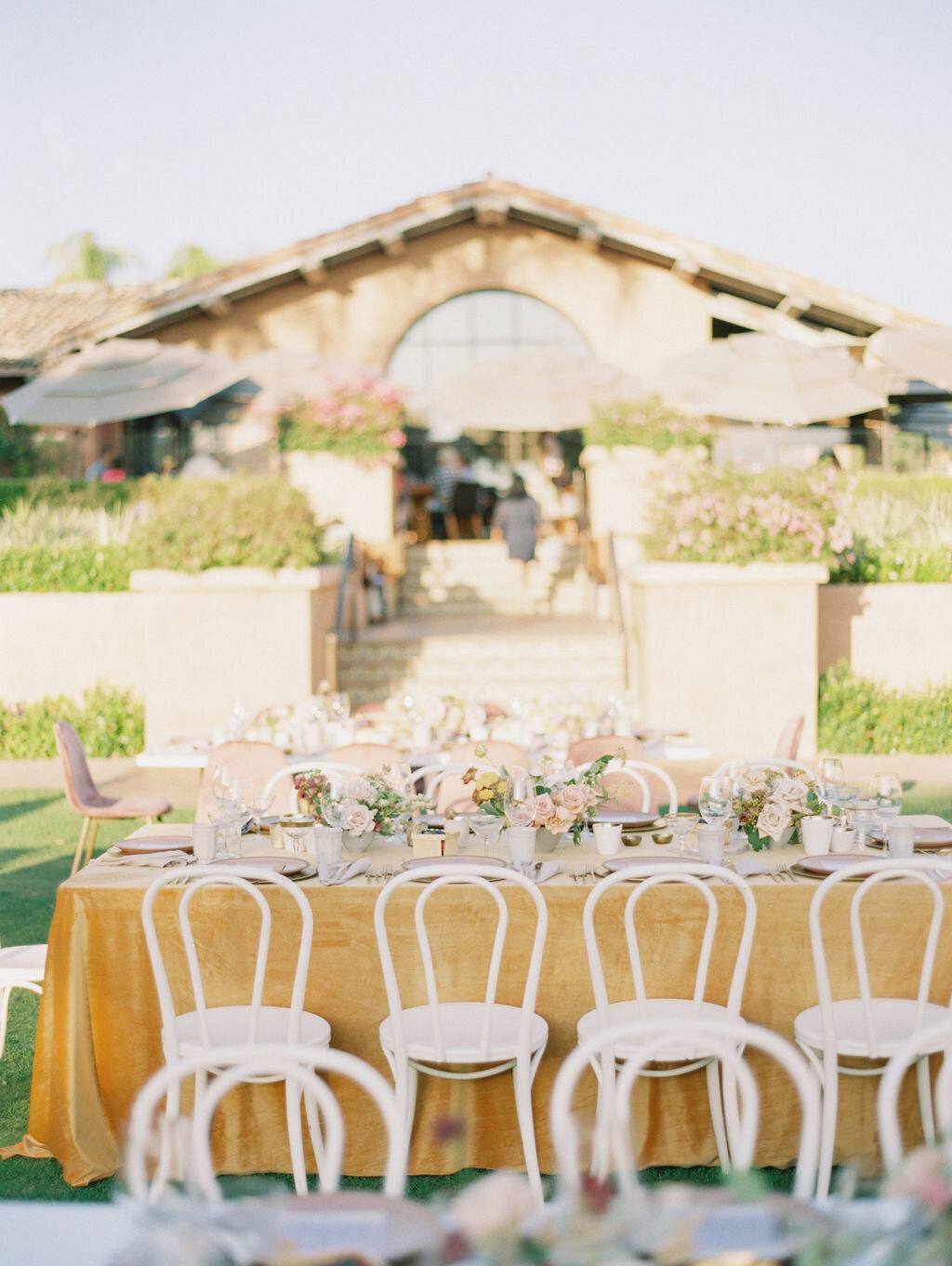 luxury outdoor summer wedding reception at Rancho Valencia