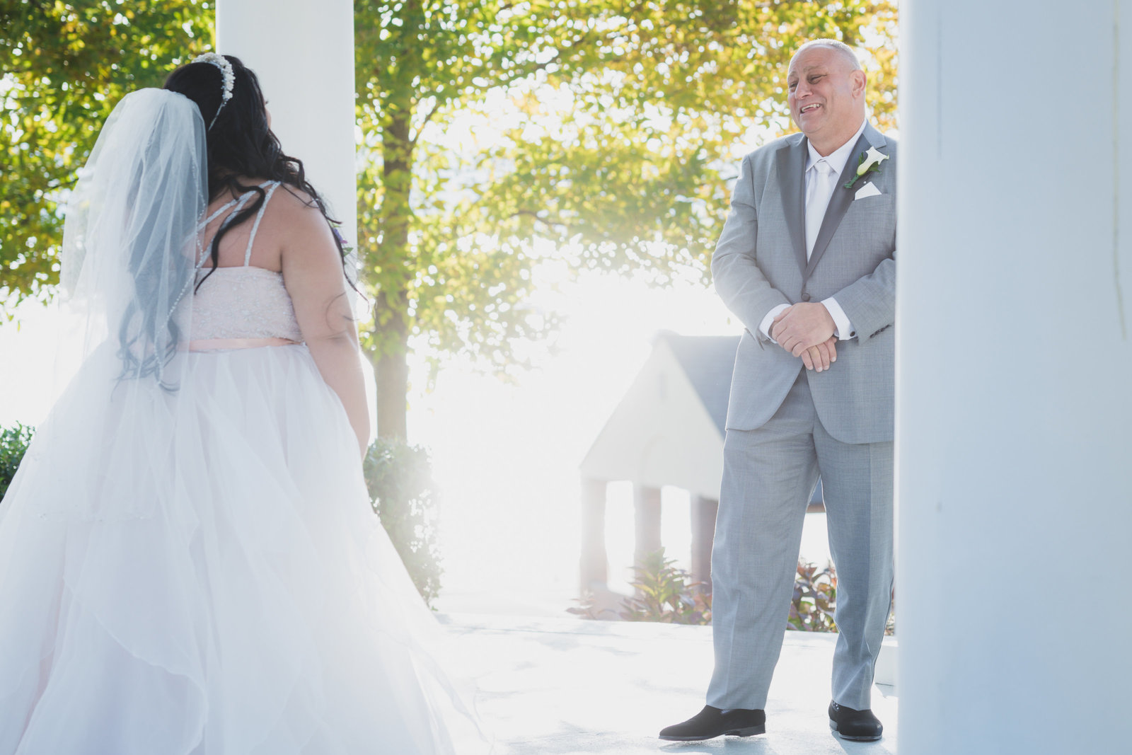 photo of first look for bride and groom for wedding at Sea Cliff Manor