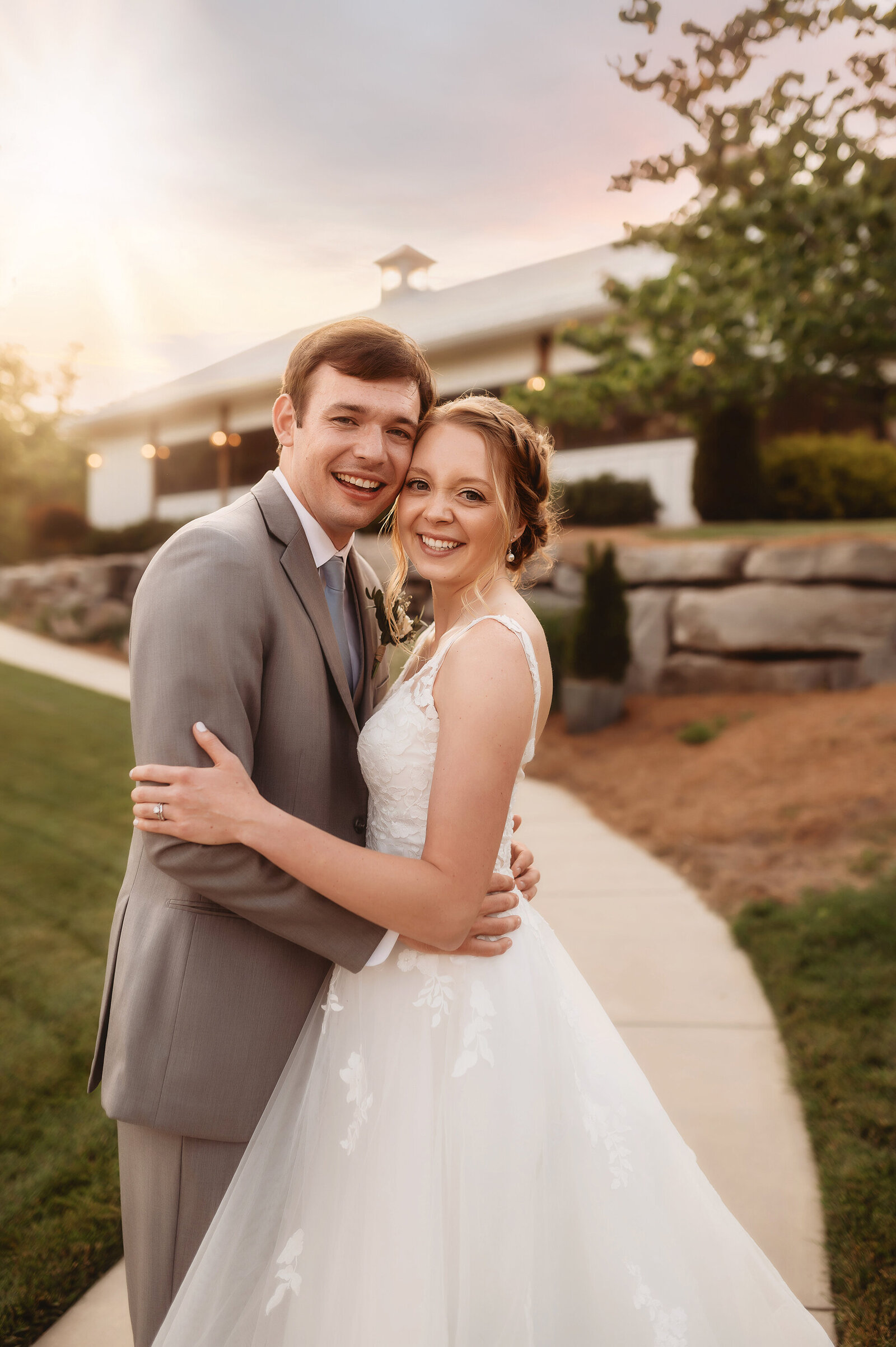 Newlyweds pose for Wedding Photos at Chestnut Ridge Events in Asheville, NC.