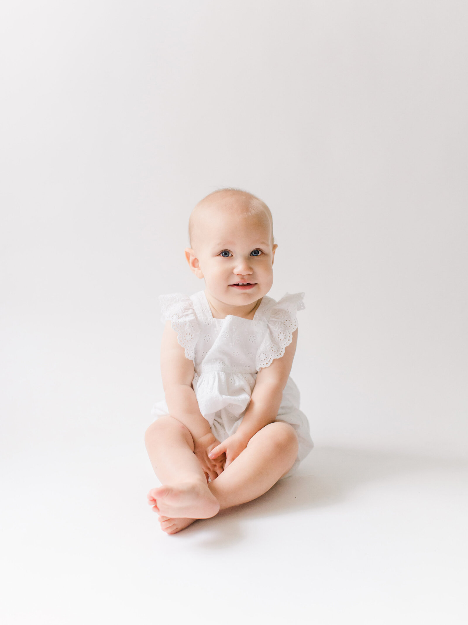 simple first birthday studio portrait.