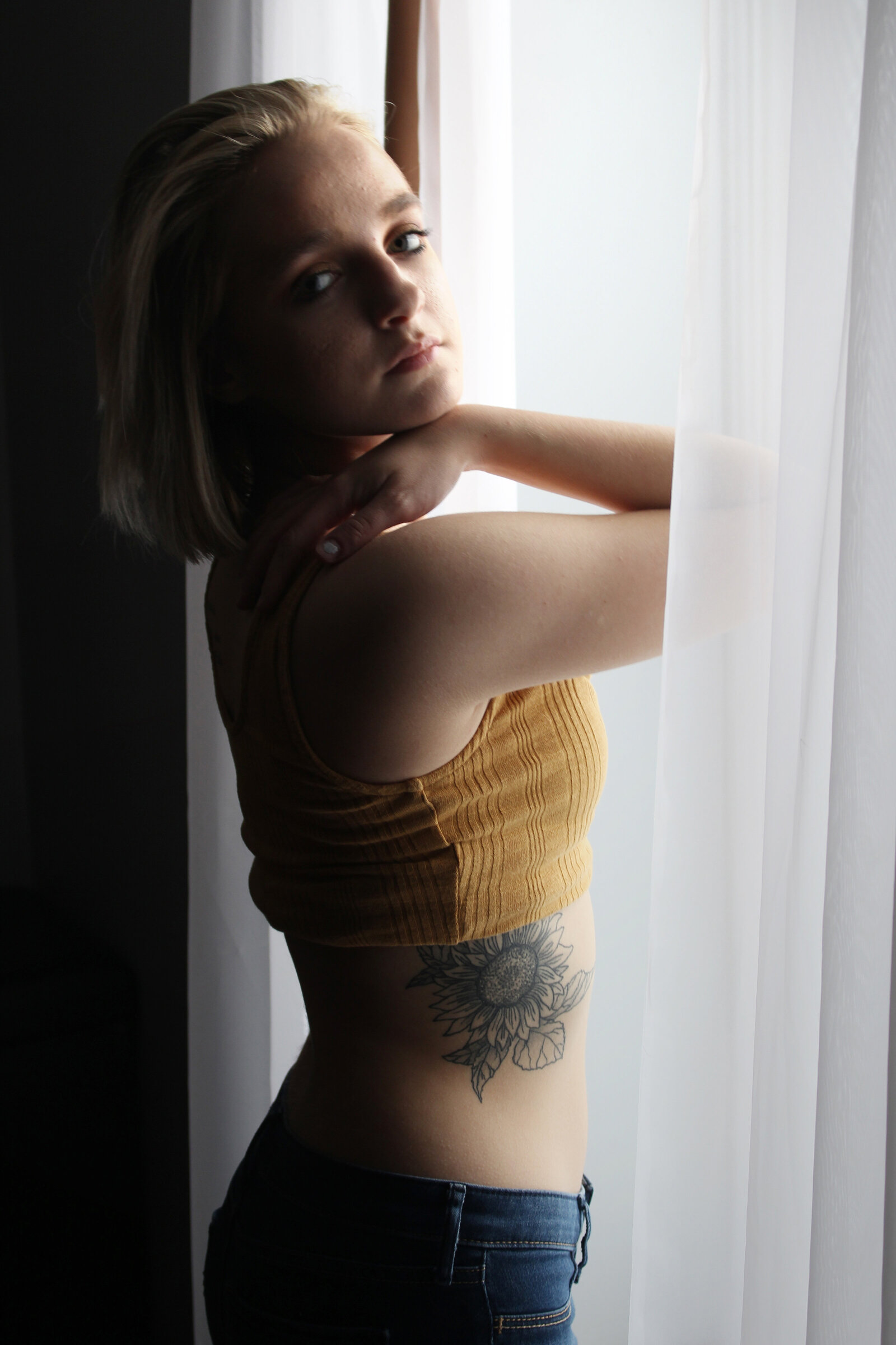Tattoo, ribs, sunflower