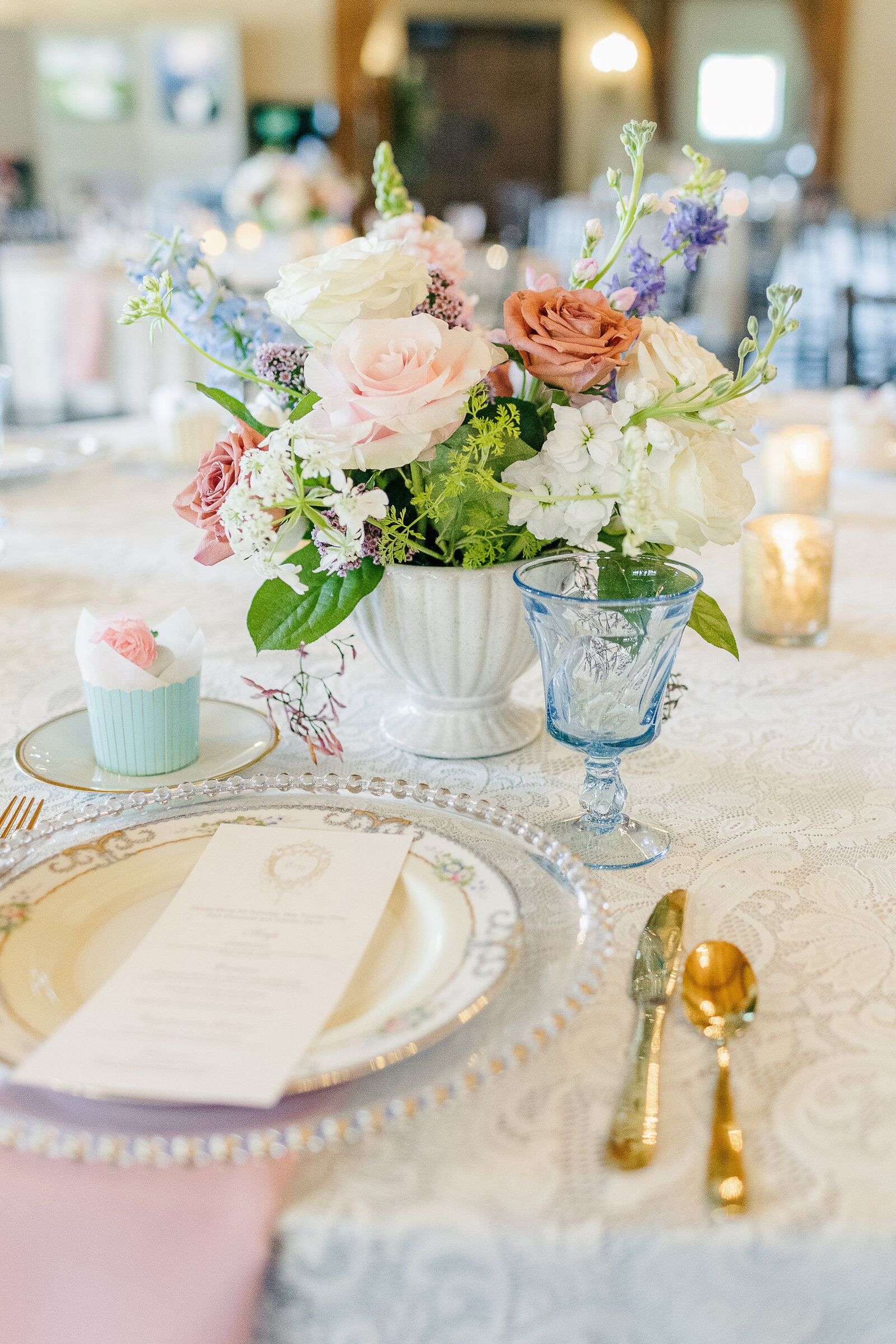 Luxury Tablescape with fresh floral centerpiece