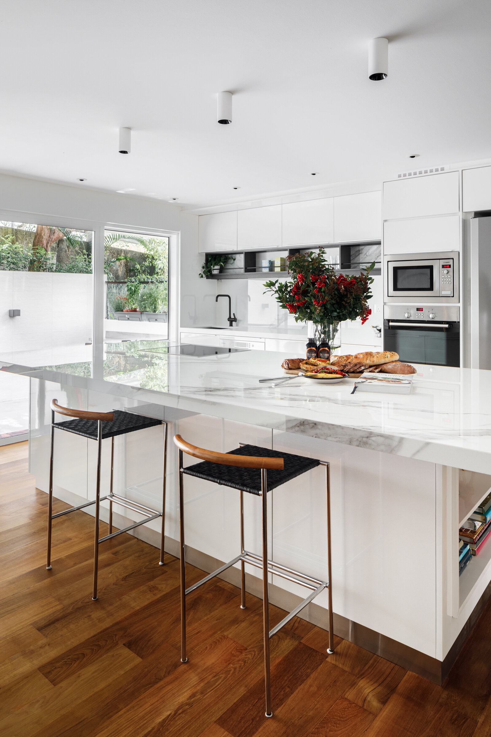 wide angle view of kitchen