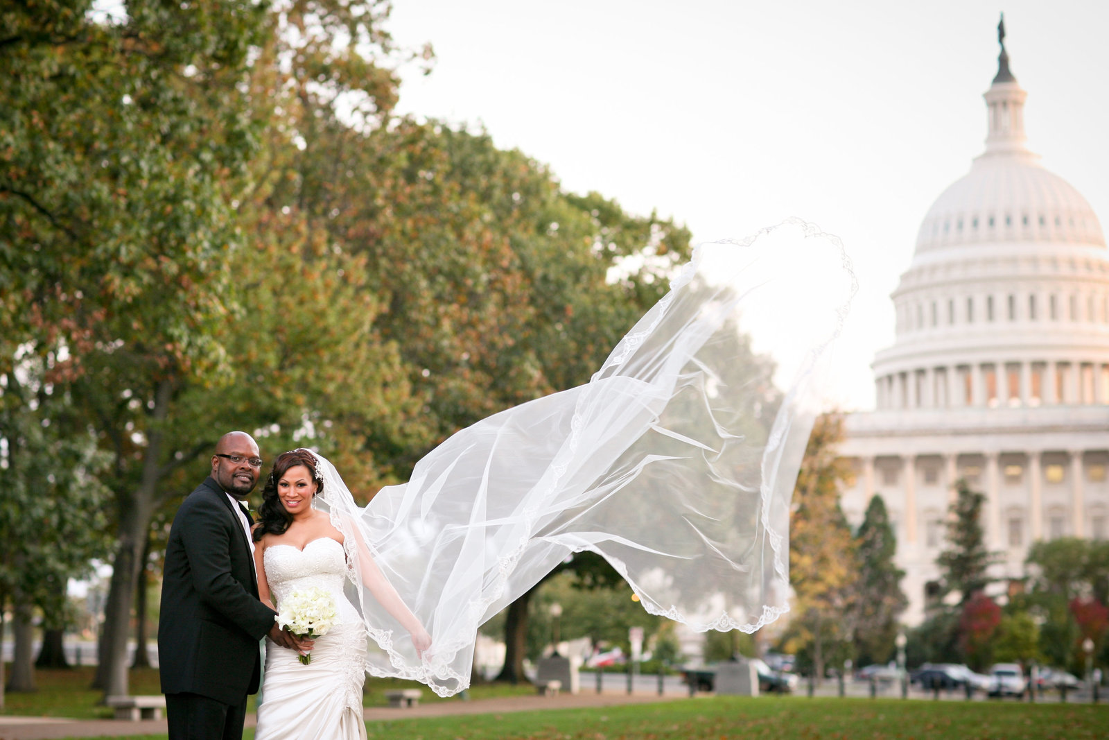Wedding Portrait in front of DC Capitol