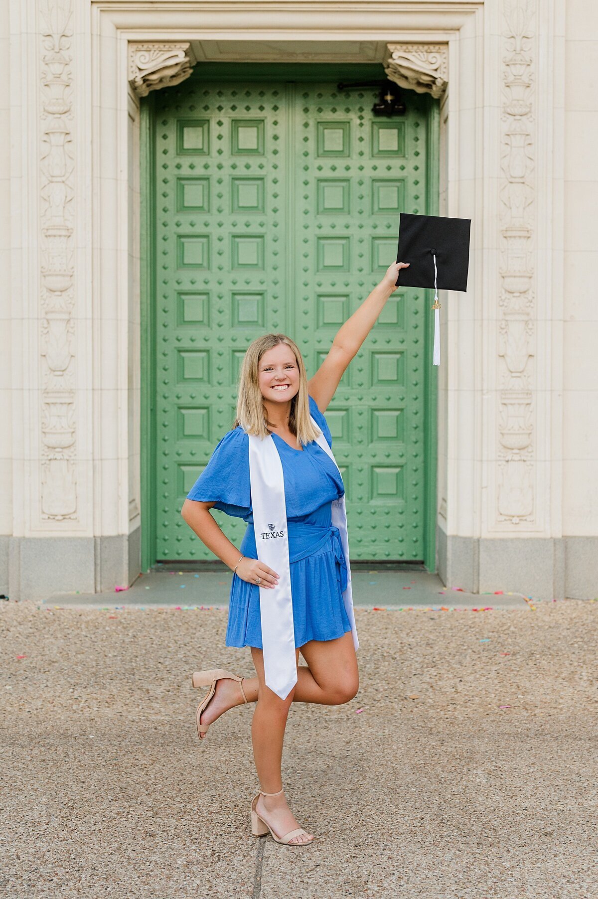 Grad Photos in front of green door