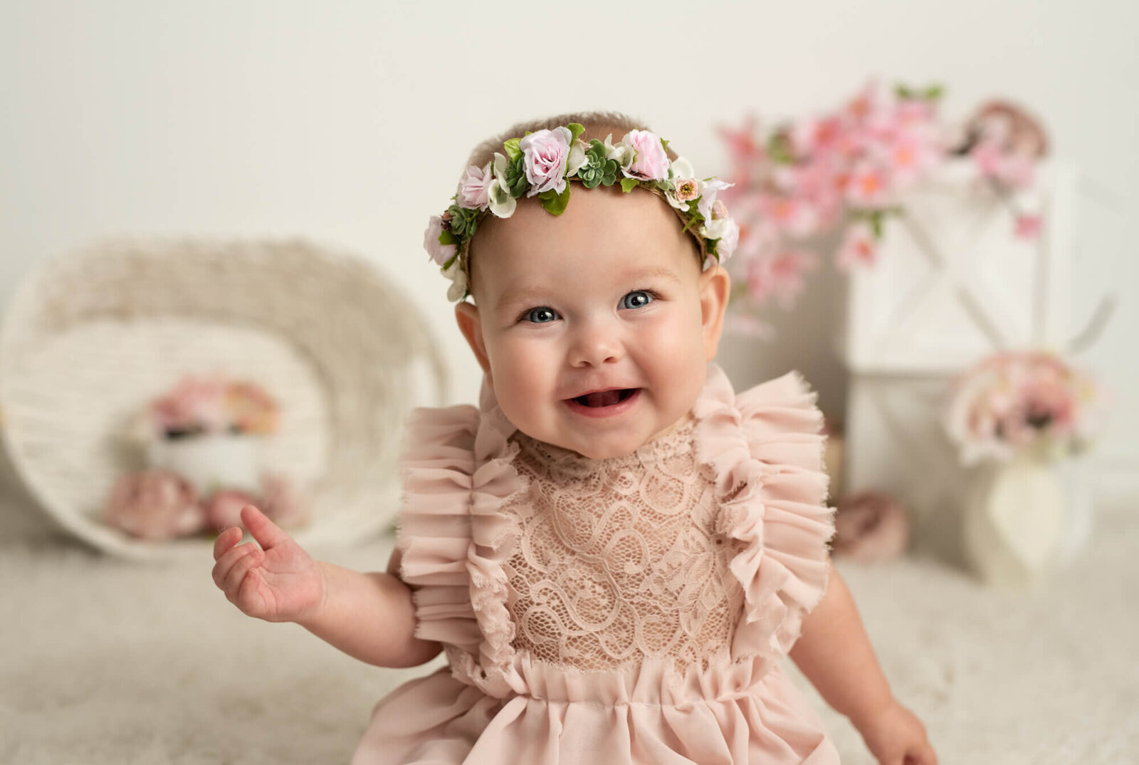 Baby girl with pink romper