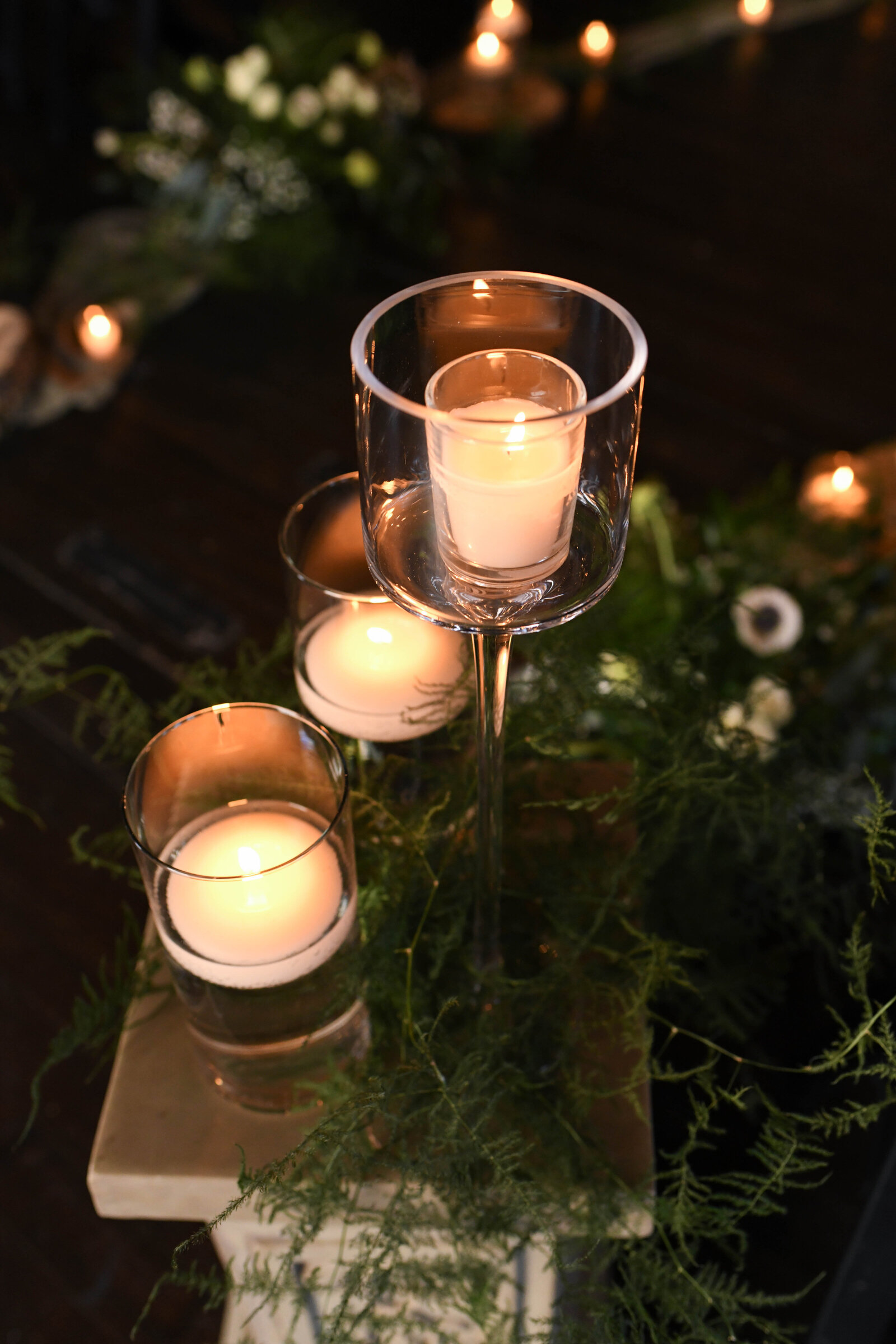 Perfect top of pillar candles wedding