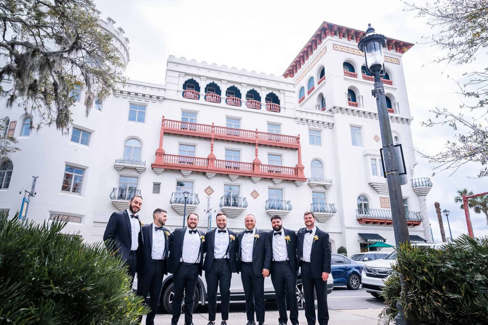 groom and groomsmen formal photos at jewish wedding at Casa Monica in St Augustine wedding Venue