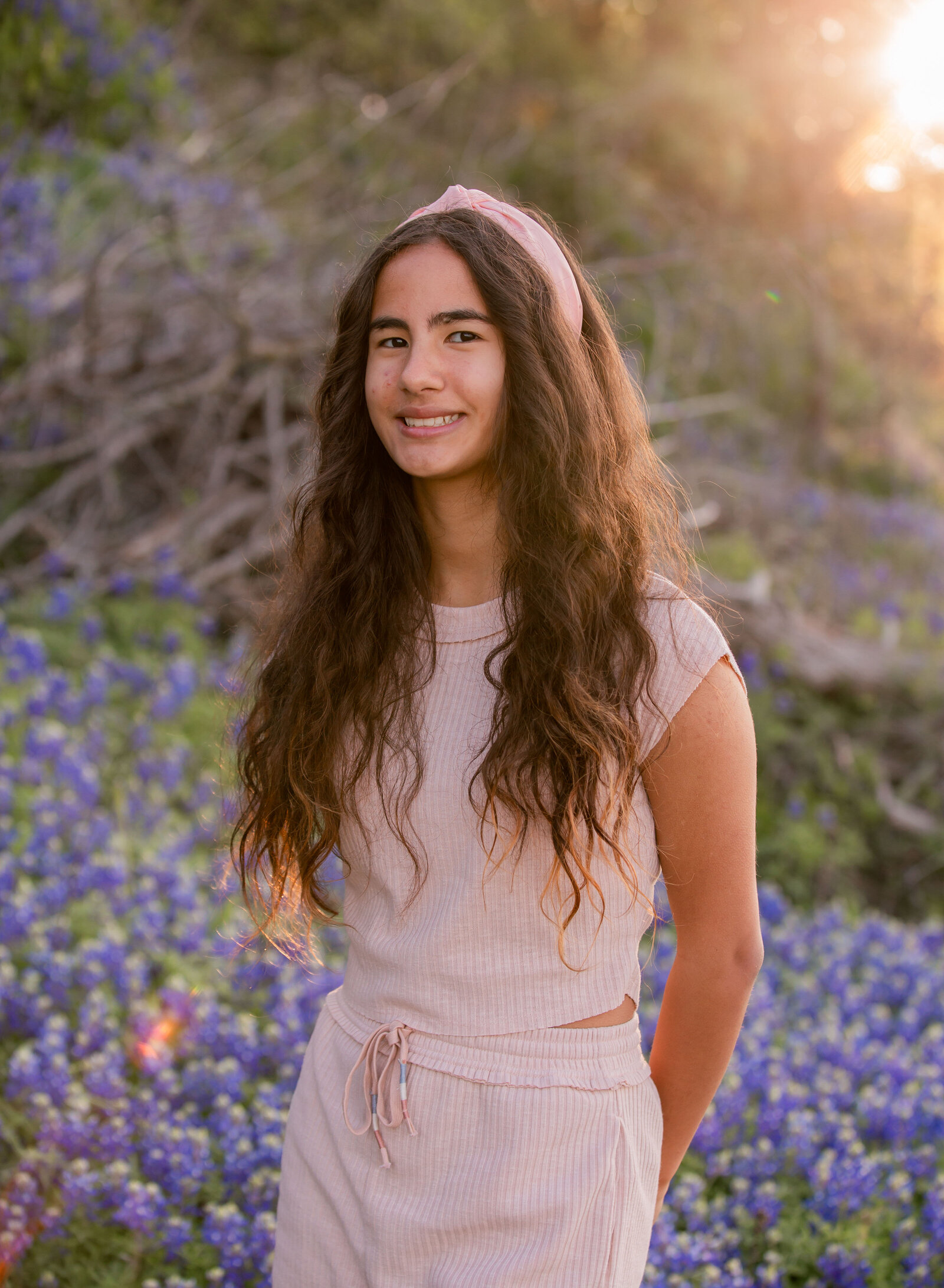 teen girl in bluebonnets