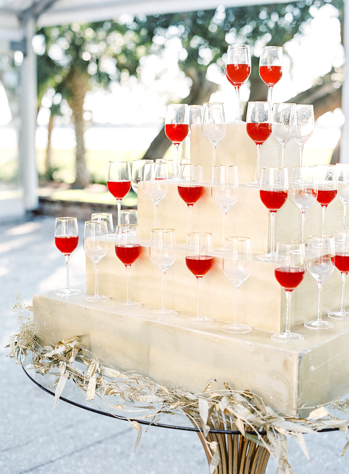 Drink table at wedding reception at Lowndes Grove by Amy Mulder Photography.