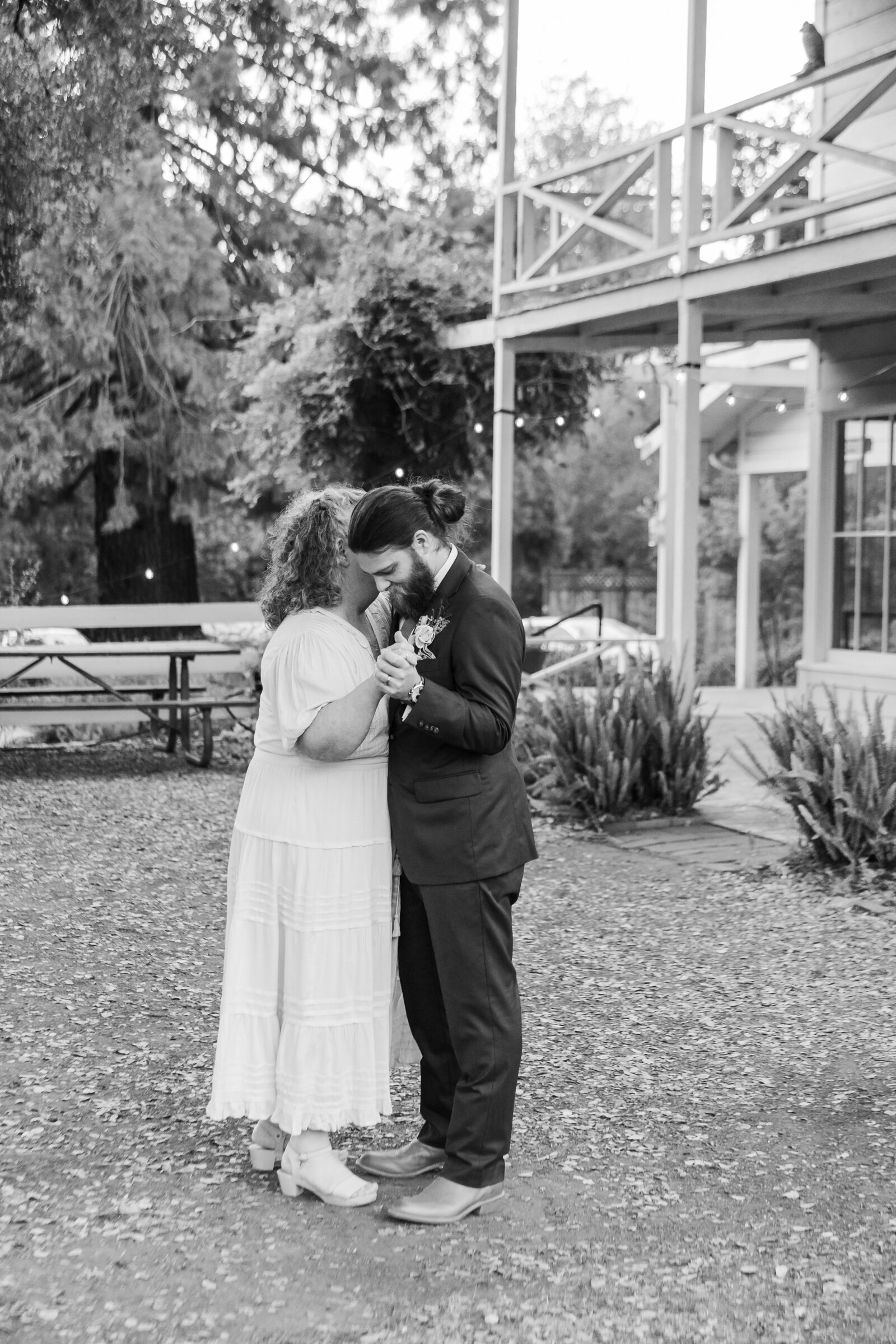 First dance at a colorful wedding reception in Santa Cruz, California.