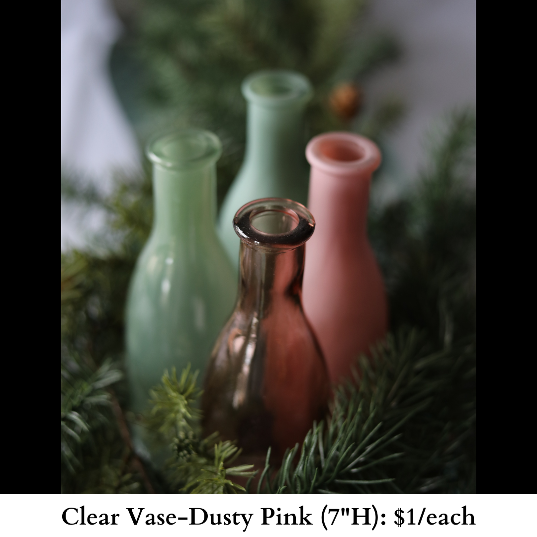 Clear Vase-Dusty Pink-536