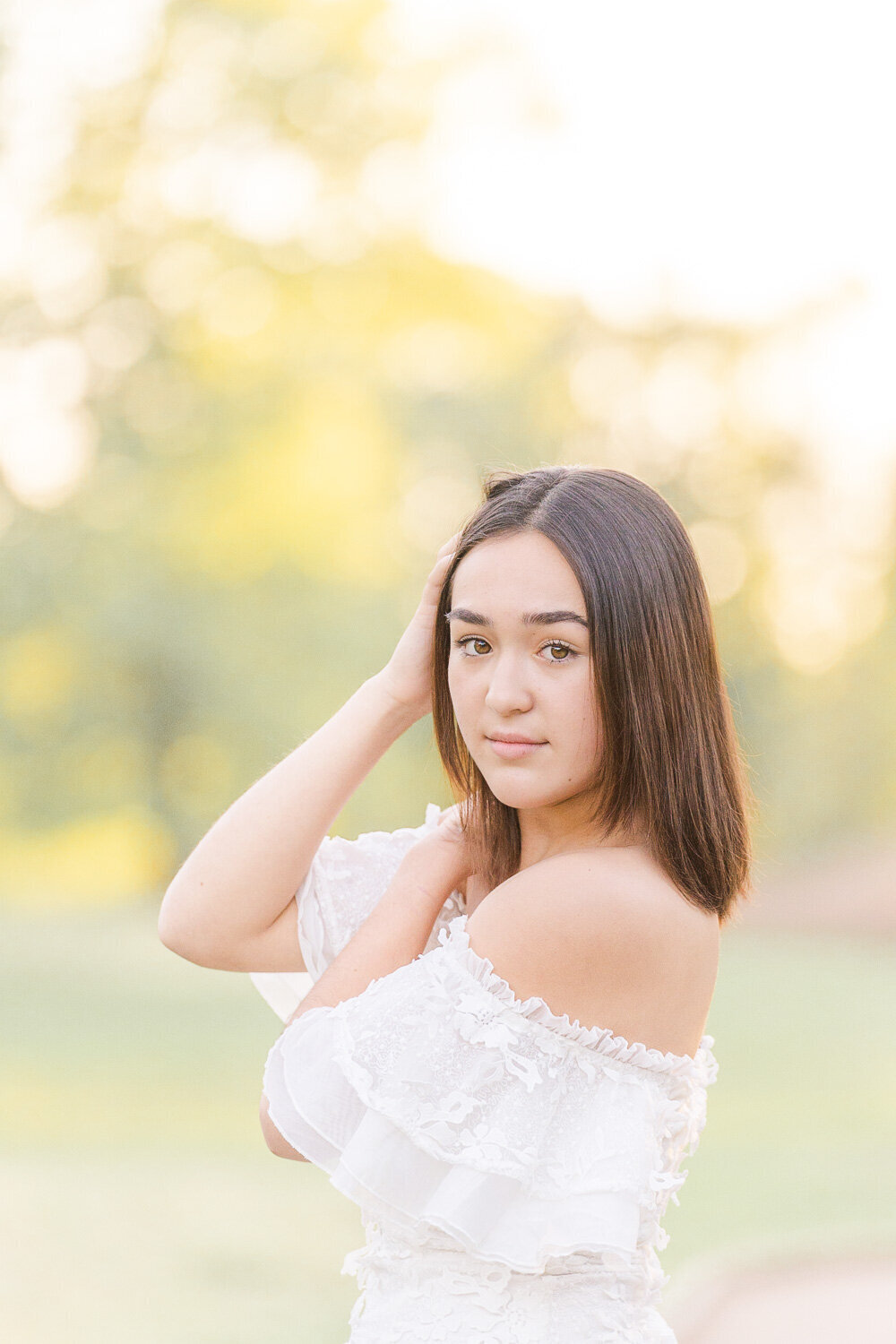 senior girl serious during Loudoun County, VA senior session