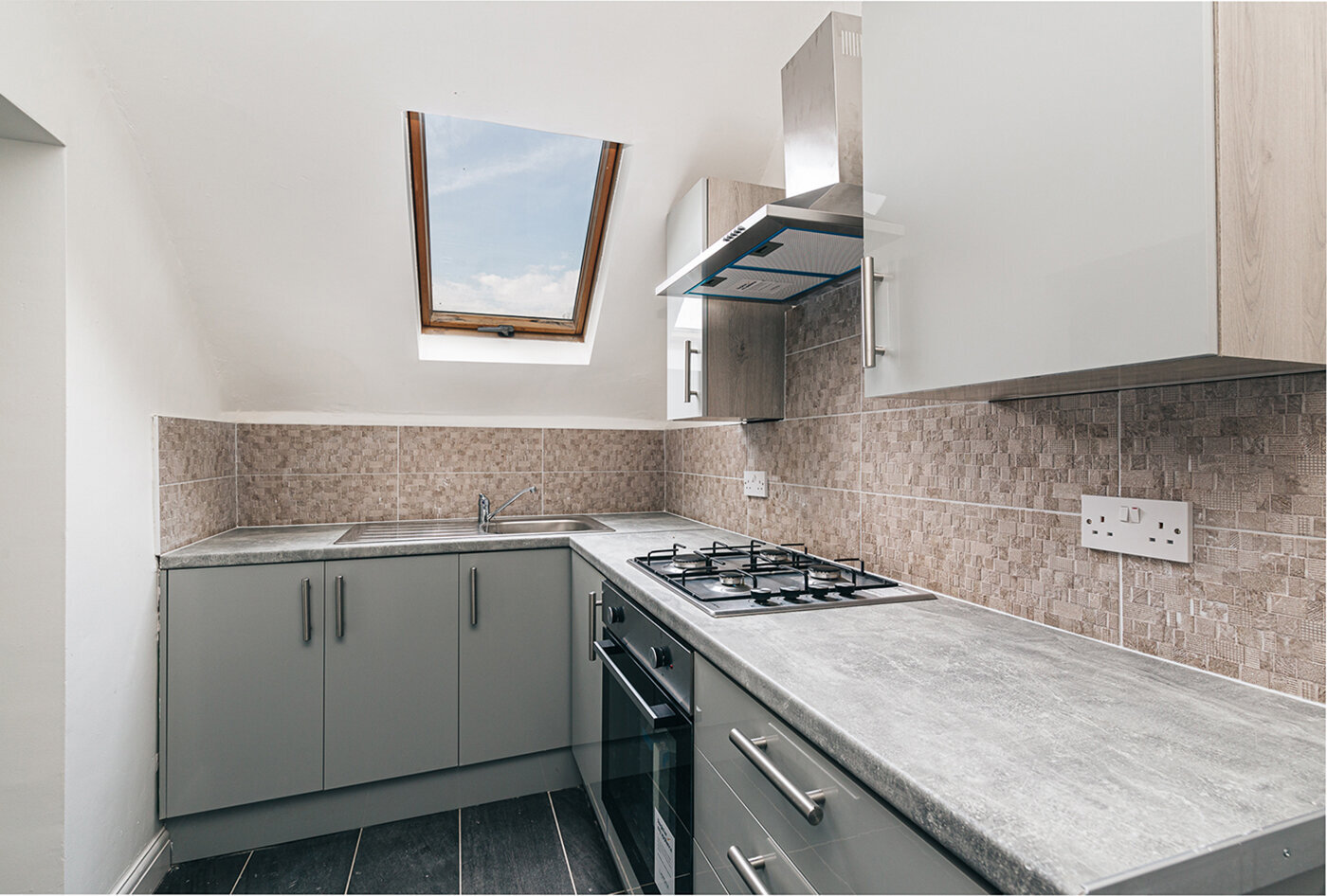 real estate property photography liverpool apartment kitchen skylight