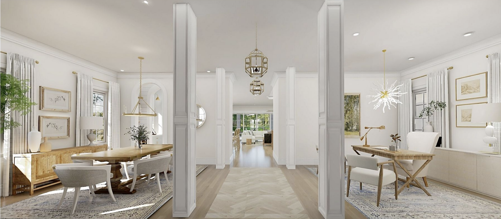 renders of a new construction design by Gracious Home Interiors