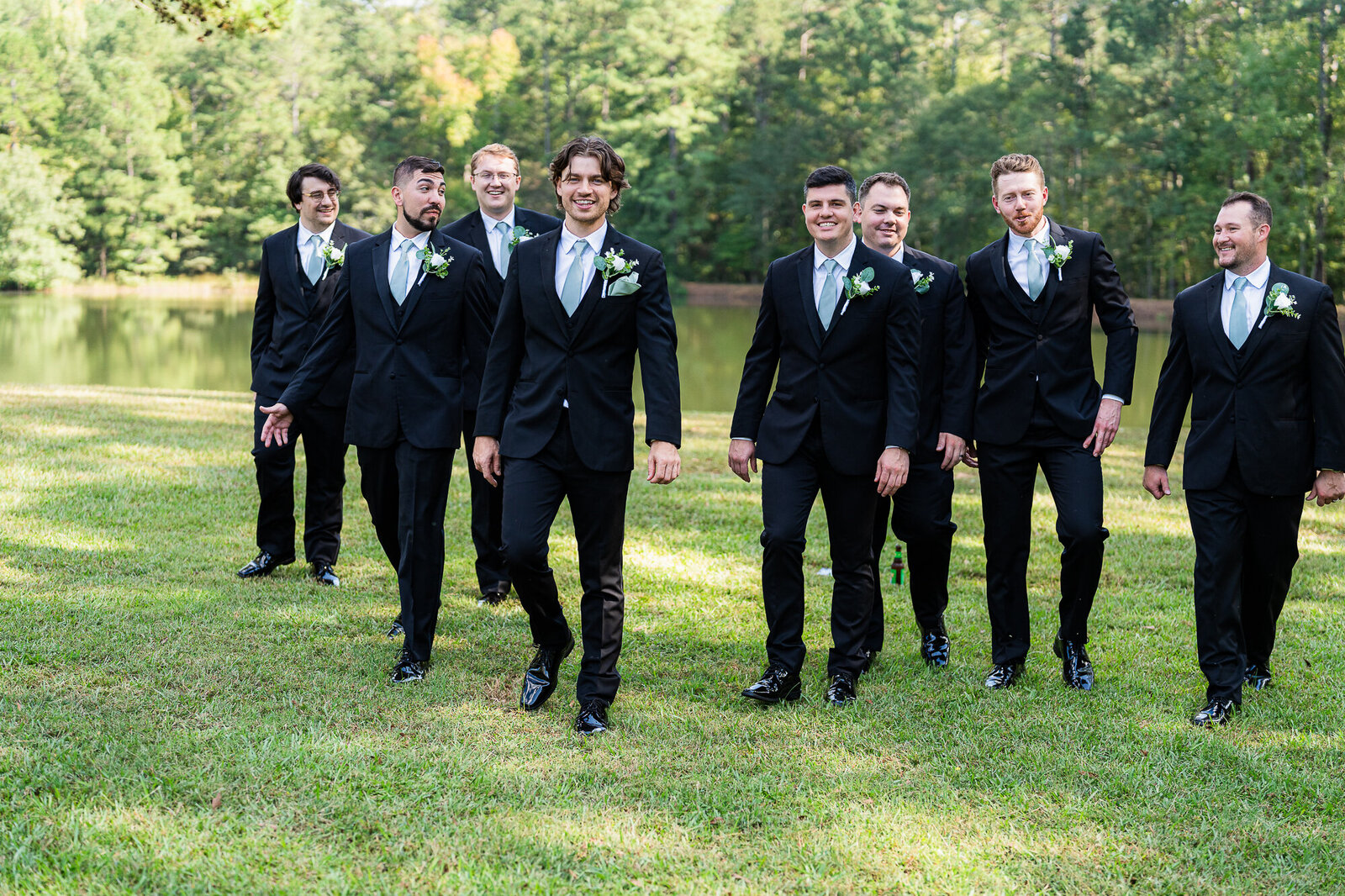 Groom and groomsmen on their way to the wedding ceremony at the Venue Daisy Hill wedding venue in South Georgia
