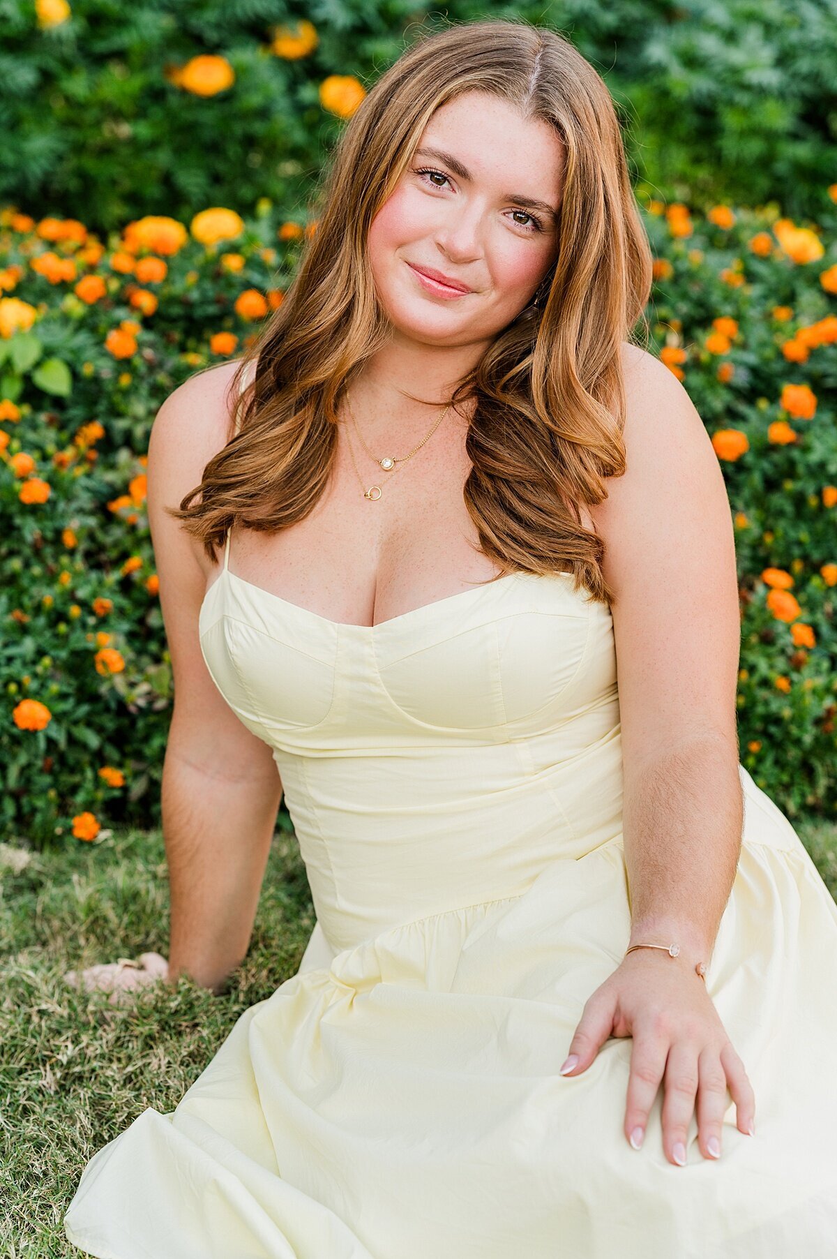 Graduation Portraits in front of flowers