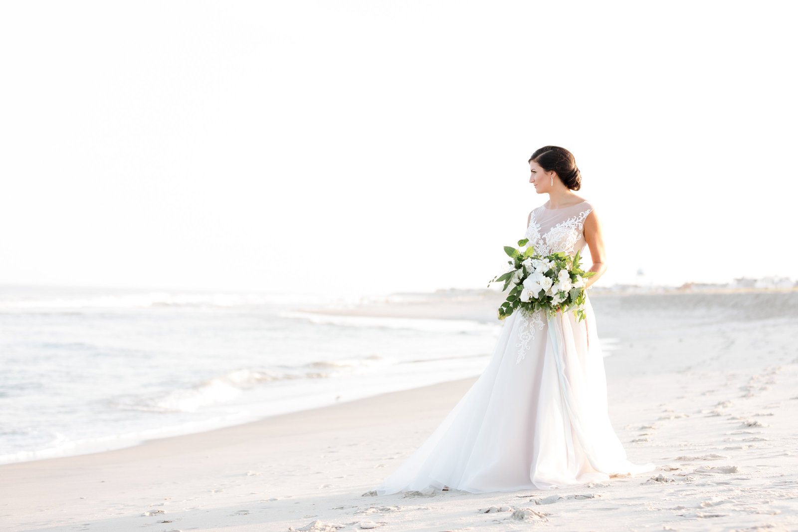 Bridal portrait on beach | Avalon, New Jersey