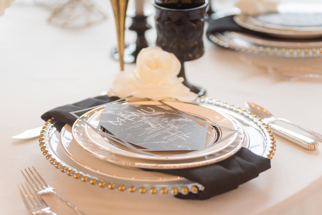 Place setting for a wedding,