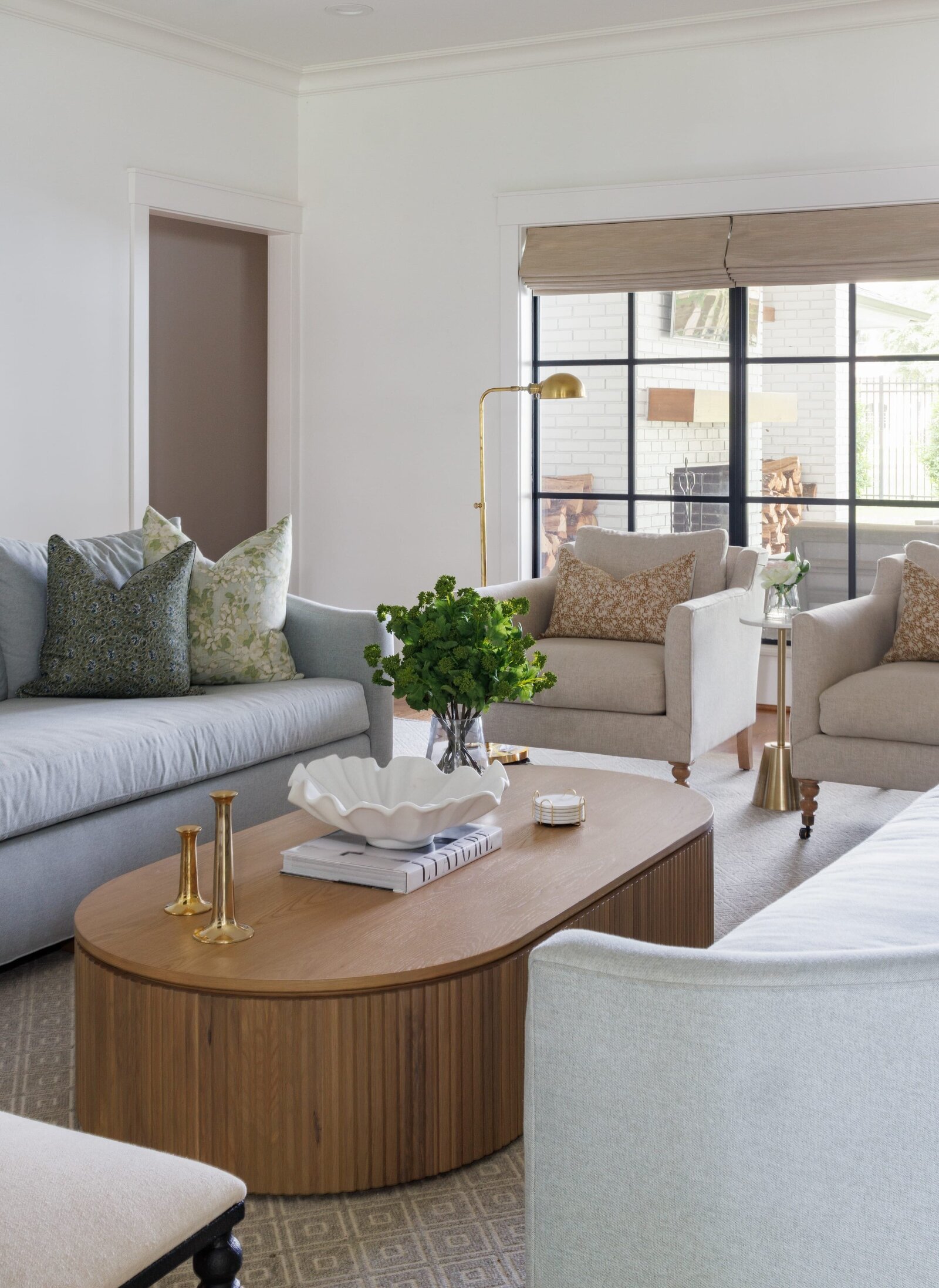 vision and hammer interior design living room with round wooden coffee table