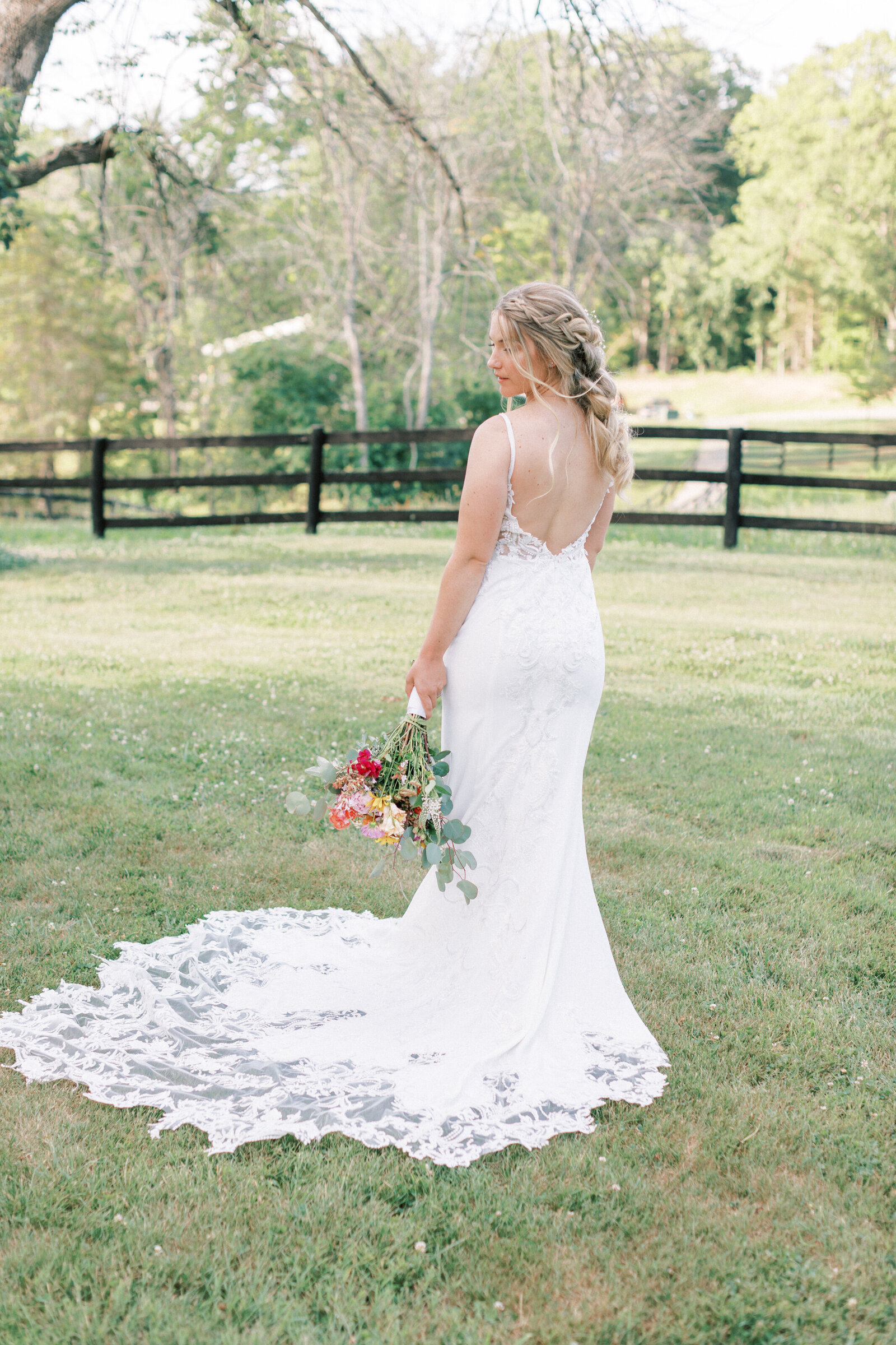 Bride portraits in a stunning field