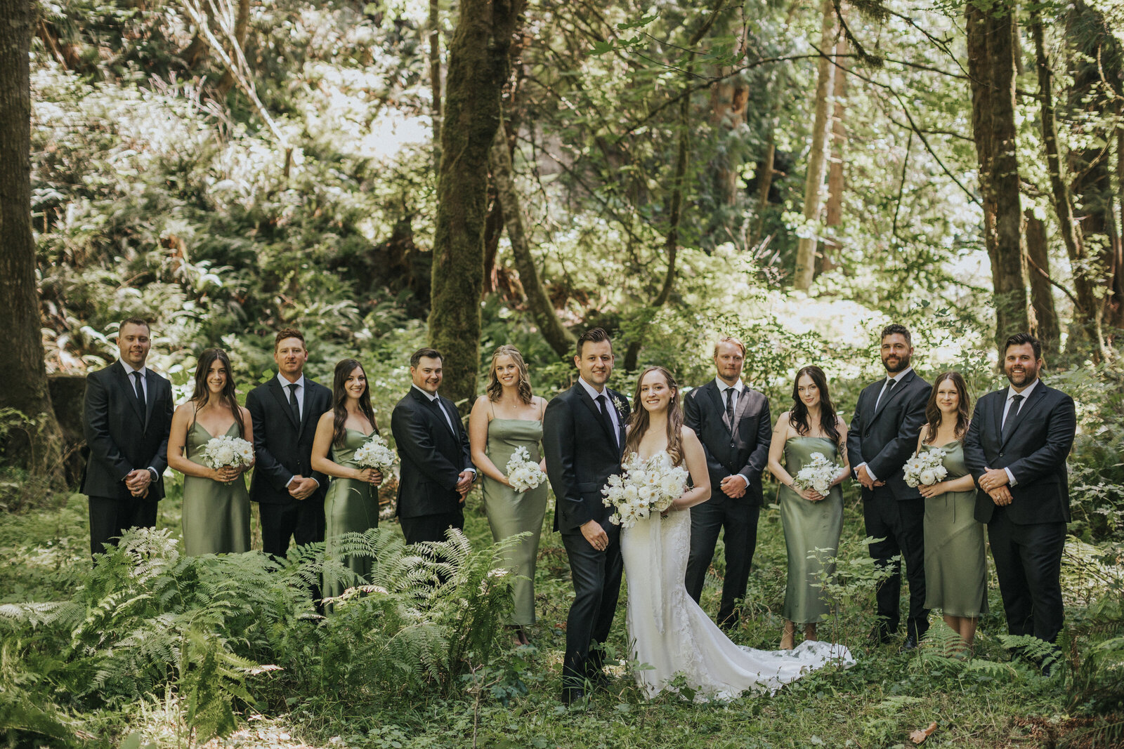 group wedding shot in forest in sooke BC