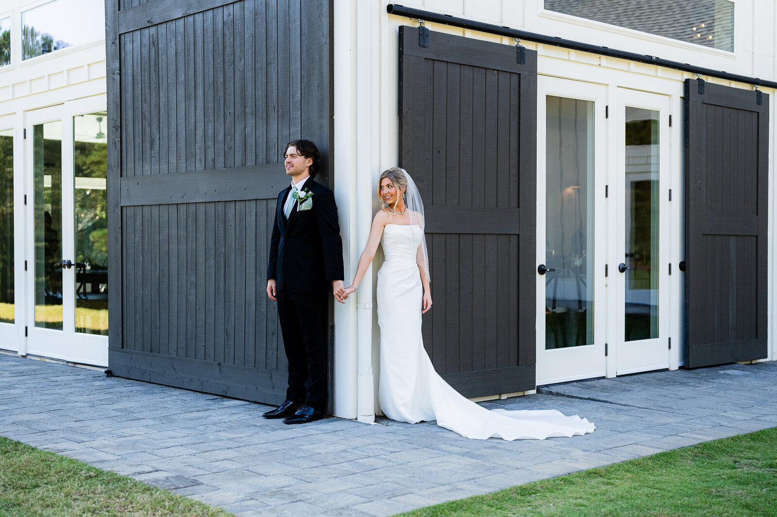 bride and groom opted for a first touch at Daisy Hill wedding venue - so beautiful and intimate