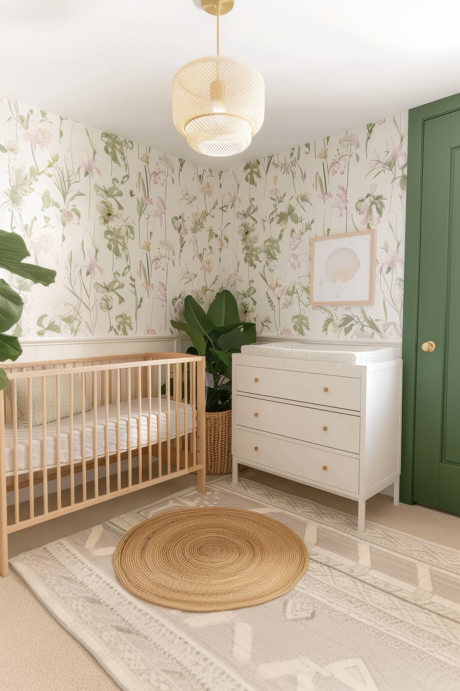 green-door-leads-white-nursery-with-green-door-white-dresser